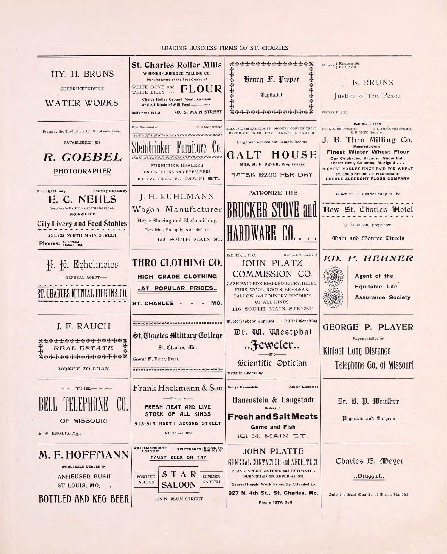 Leading Business Firms of St. Charles from Plat Book of St. Charles County, Missouri : Compiled from County Records and Actual Surveys 1905 by Relic Map Company