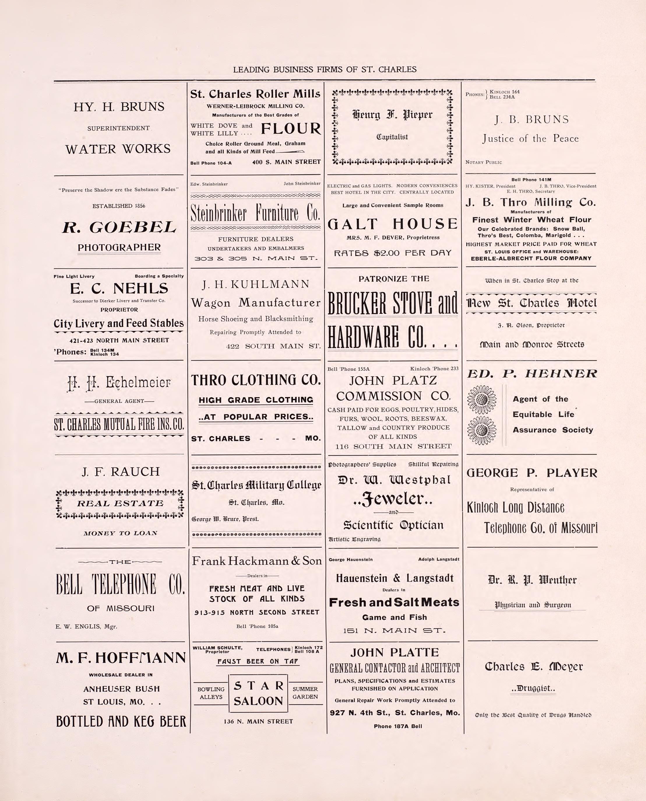 Leading Business Firms of St. Charles from Plat Book of St. Charles County, Missouri : Compiled from County Records and Actual Surveys 1905 by Relic Map Company