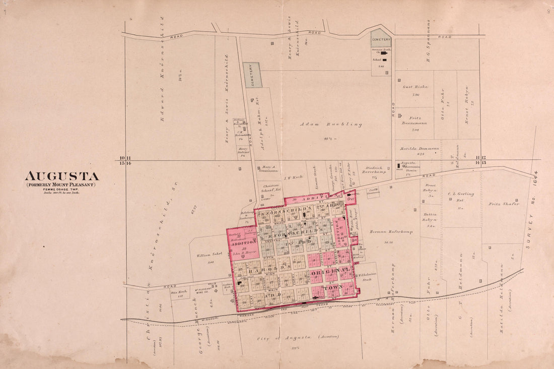 Augusta from Plat Book of St. Charles County, Missouri : Compiled from County Records and Actual Surveys 1905 by Relic Map Company