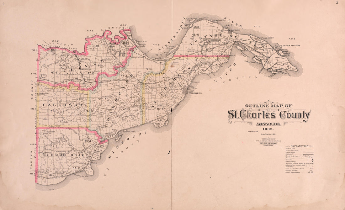St. Charles County from Plat Book of St. Charles County, Missouri : Compiled from County Records and Actual Surveys 1905 by Relic Map Company