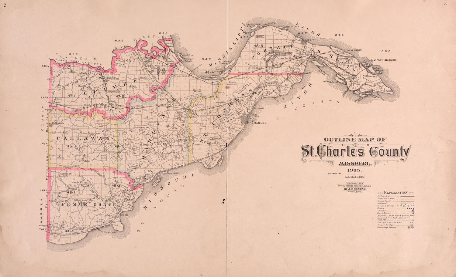 St. Charles County from Plat Book of St. Charles County, Missouri : Compiled from County Records and Actual Surveys 1905 by Relic Map Company