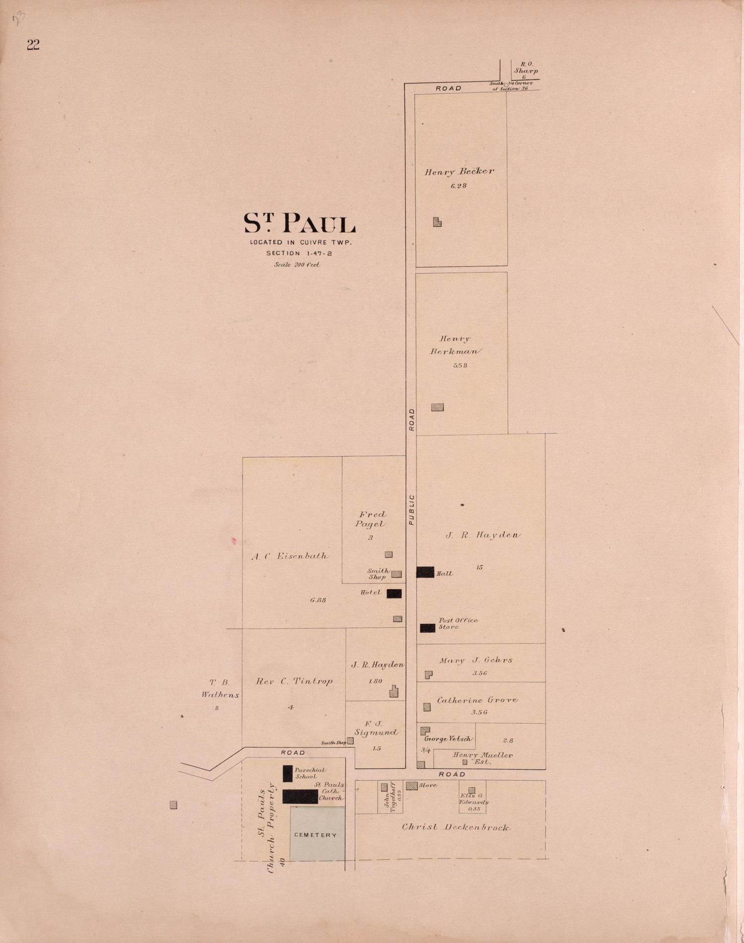 St. Paul from Plat Book of St. Charles County, Missouri : Compiled from County Records and Actual Surveys 1905 by Relic Map Company