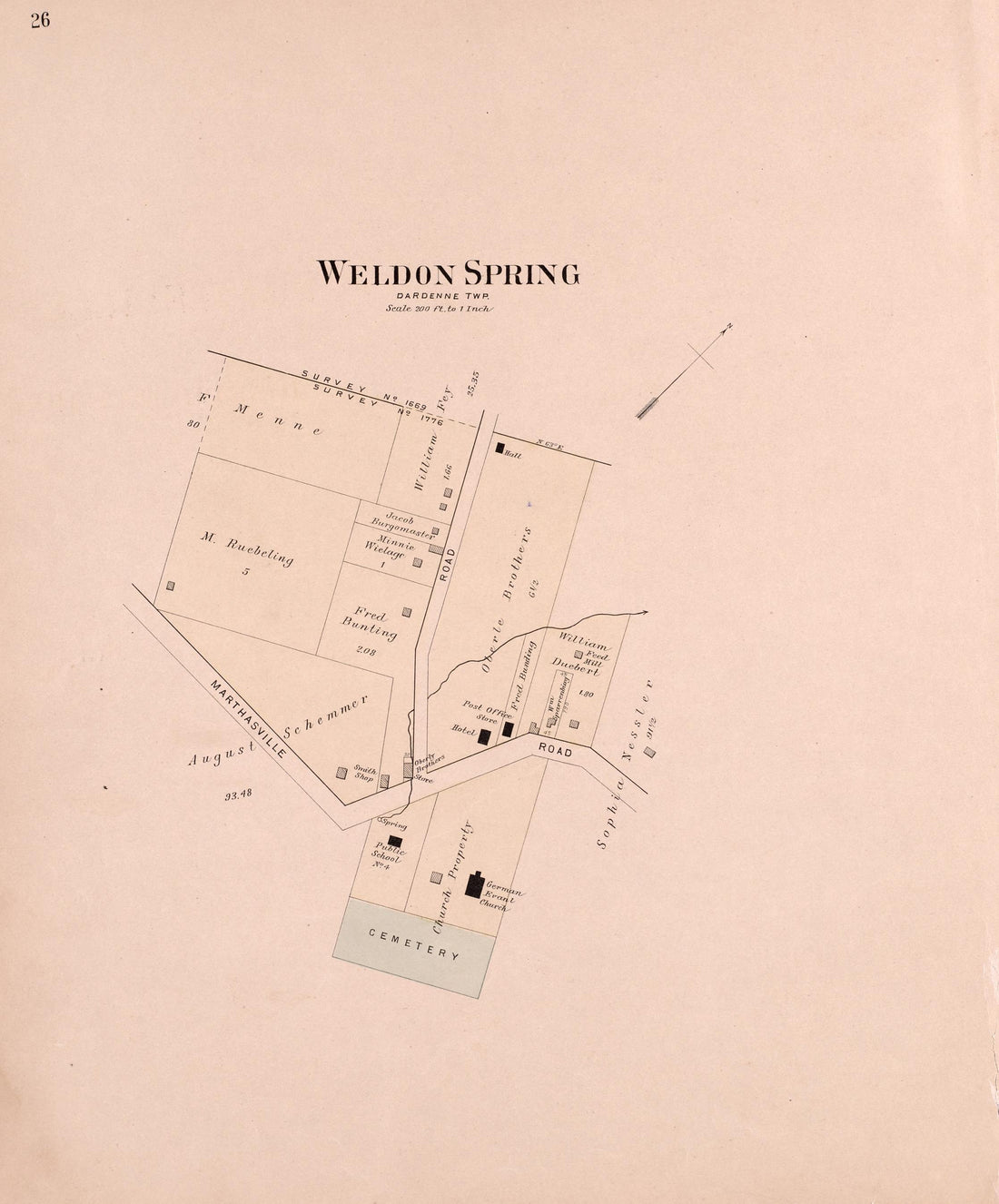 Weldon Spring from Plat Book of St. Charles County, Missouri : Compiled from County Records and Actual Surveys 1905 by Relic Map Company