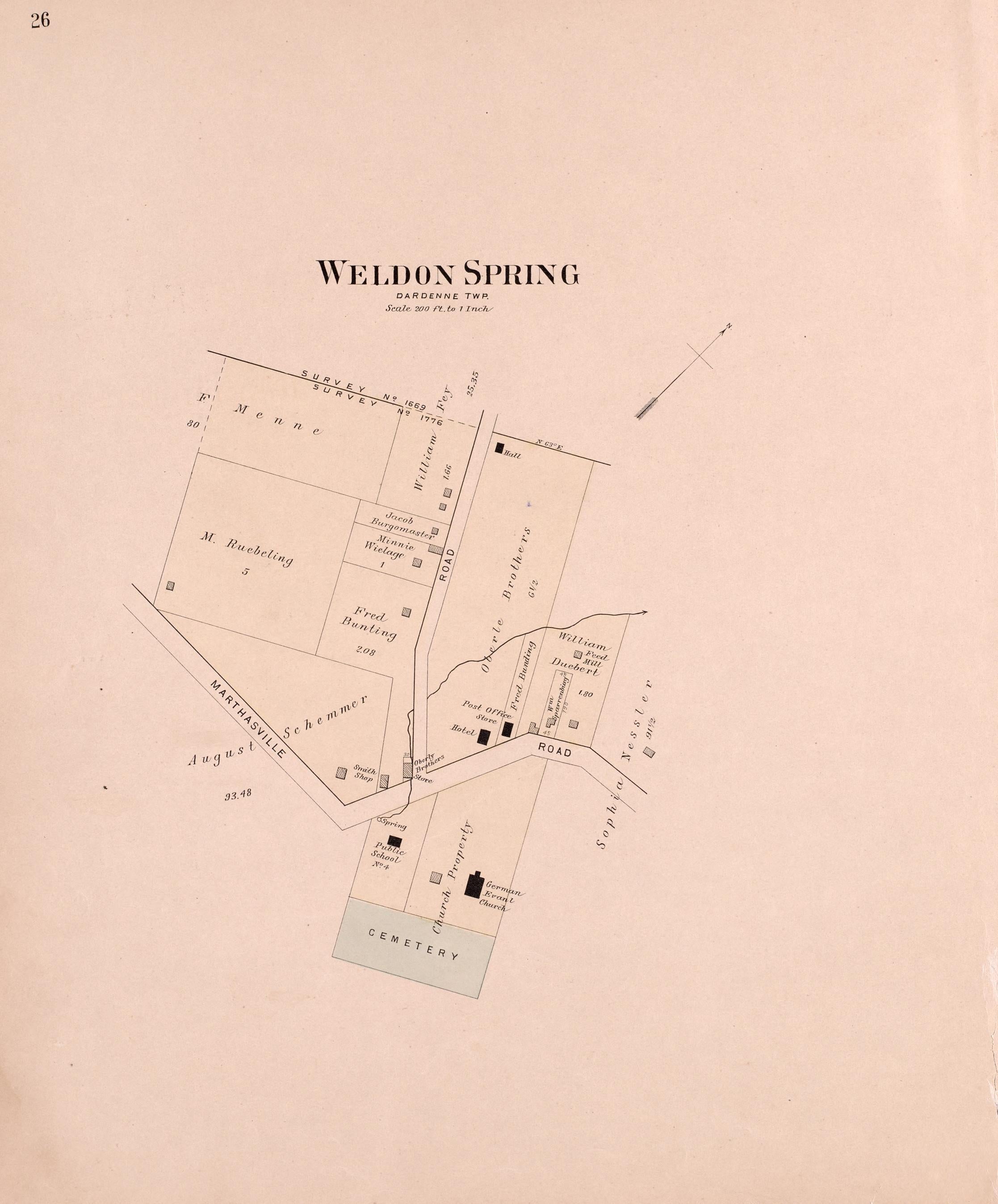 Weldon Spring from Plat Book of St. Charles County, Missouri : Compiled from County Records and Actual Surveys 1905 by Relic Map Company