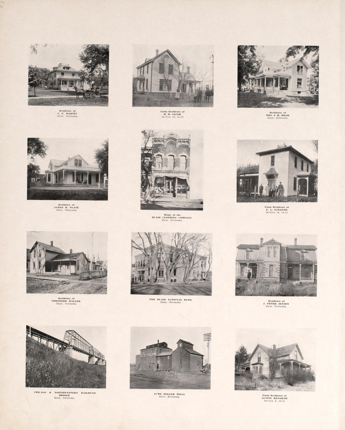 Photographs of Residences and Portraits, P. 12 from Plat Book of Washington County, Nebraska : Containing Carefully Prepared Township Plats, Village Plats, Analysis of U.S. Land System, State, United States and World Maps : Illustrated 1908 by Relic Map Company