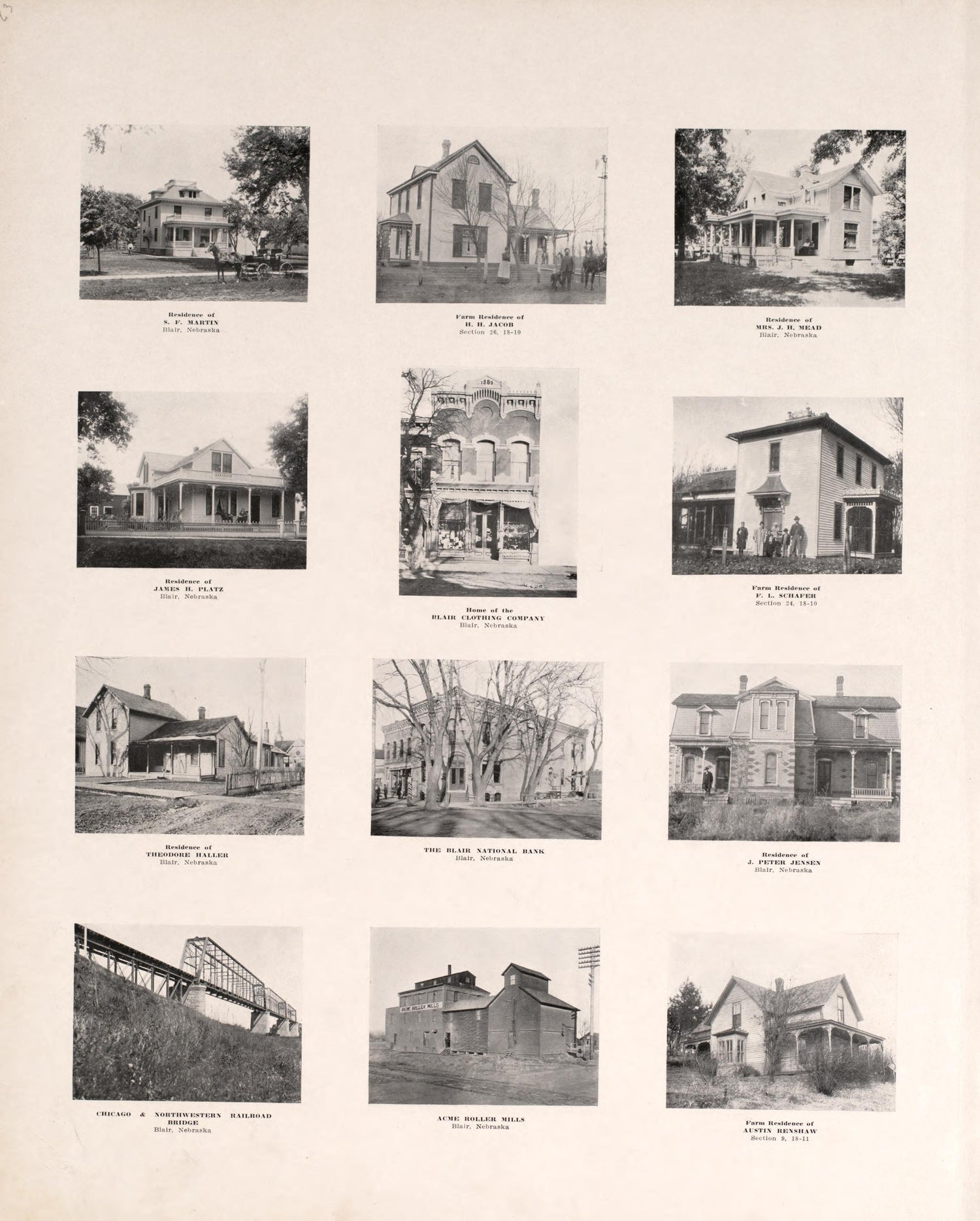 Photographs of Residences and Portraits, P. 12 from Plat Book of Washington County, Nebraska : Containing Carefully Prepared Township Plats, Village Plats, Analysis of U.S. Land System, State, United States and World Maps : Illustrated 1908 by Relic Map Company