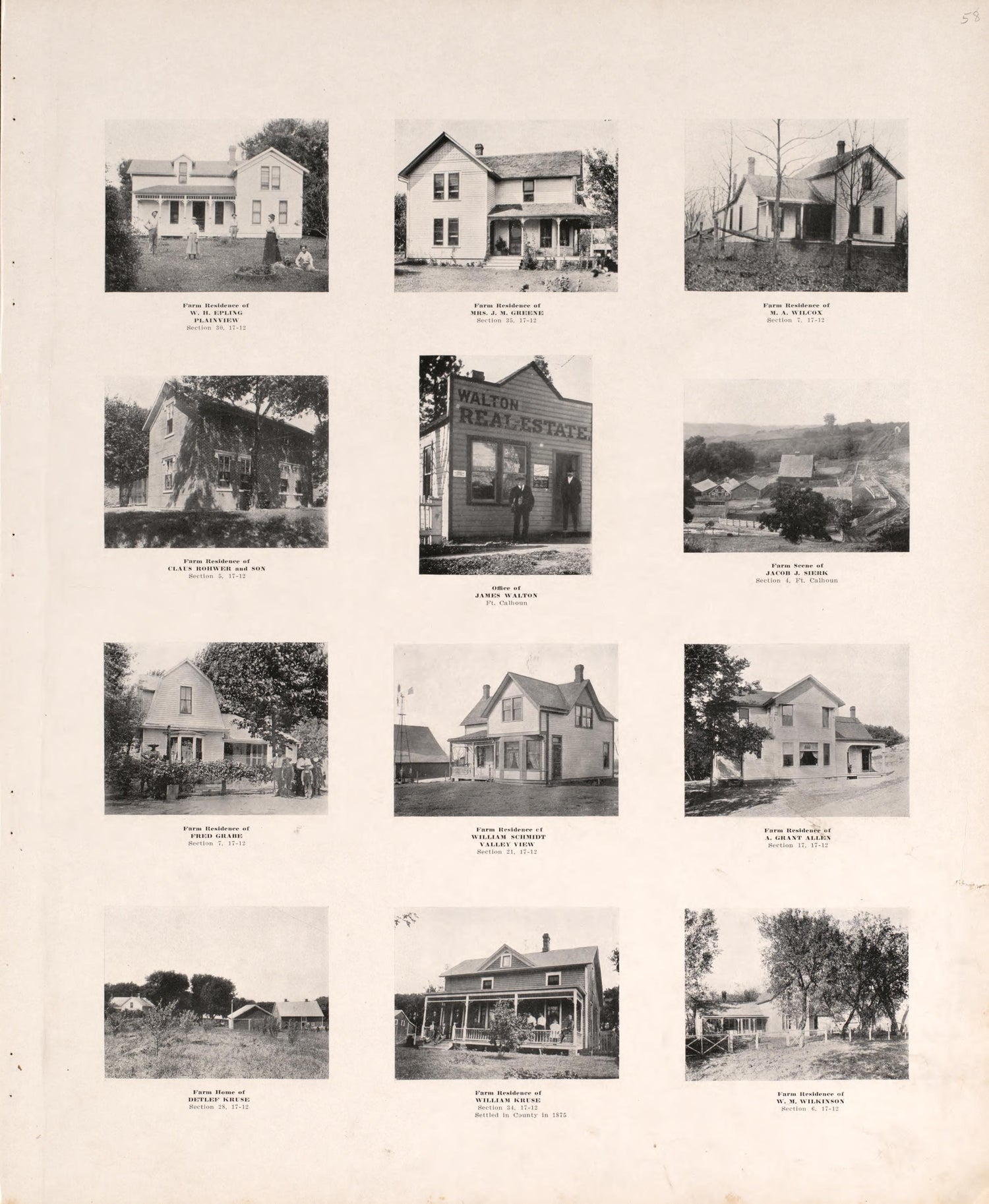 Photographs of Residences and Portraits, P. 7 from Plat Book of Washington County, Nebraska : Containing Carefully Prepared Township Plats, Village Plats, Analysis of U.S. Land System, State, United States and World Maps : Illustrated 1908 by Relic Map Company