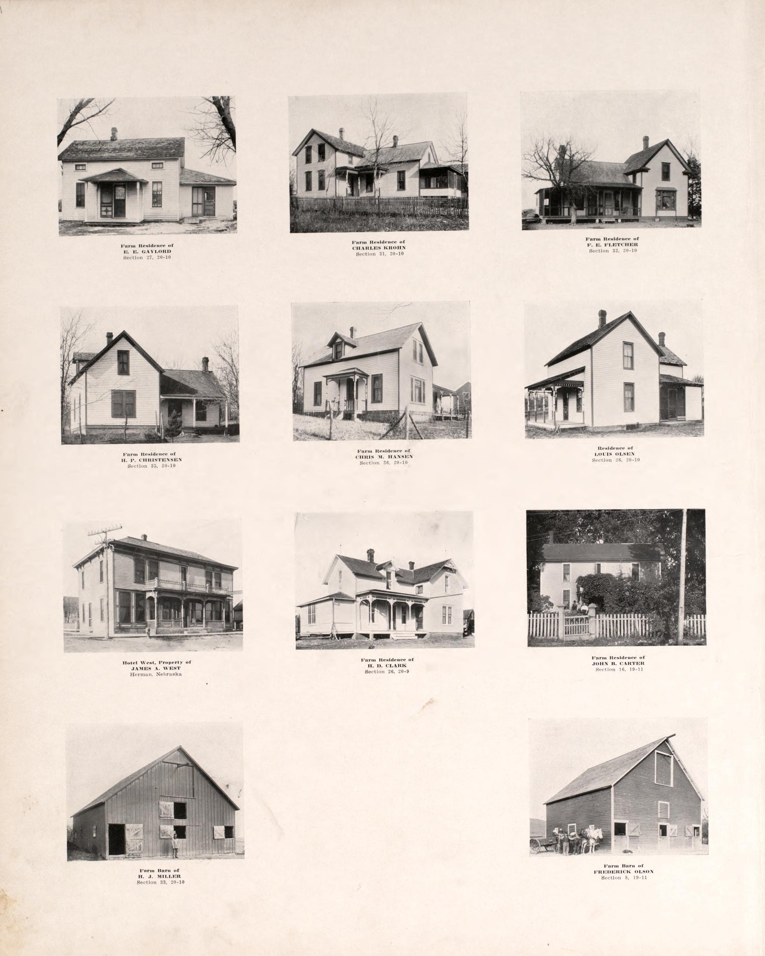 Photographs of Residences and Portraits, P. 16 from Plat Book of Washington County, Nebraska : Containing Carefully Prepared Township Plats, Village Plats, Analysis of U.S. Land System, State, United States and World Maps : Illustrated 1908 by Relic Map Company