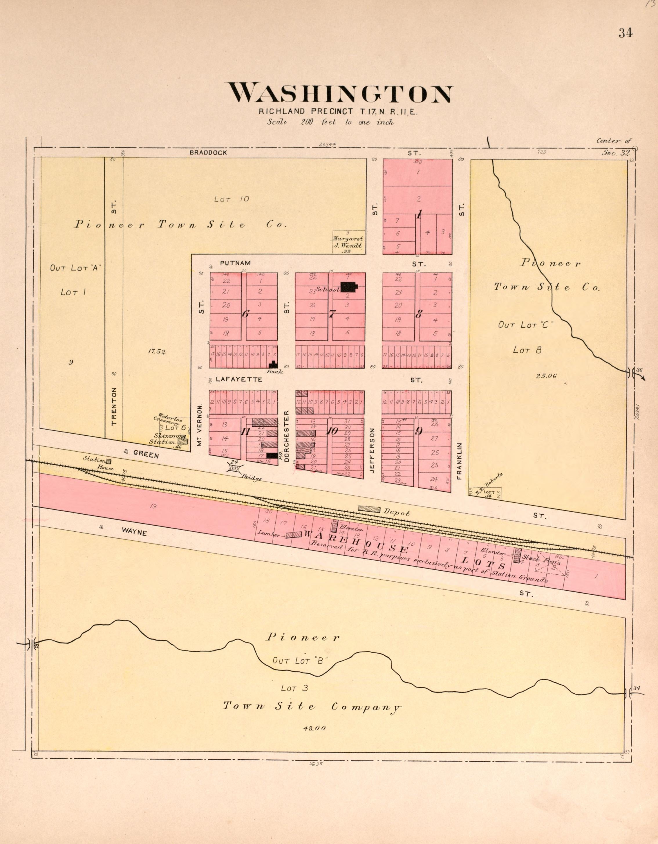 Washington from Plat Book of Washington County, Nebraska : Containing Carefully Prepared Township Plats, Village Plats, Analysis of U.S. Land System, State, United States and World Maps : Illustrated 1908 by Relic Map Company