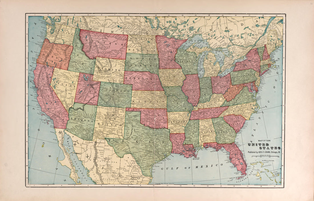 United States from Plat Book of Washington County, Nebraska : Containing Carefully Prepared Township Plats, Village Plats, Analysis of U.S. Land System, State, United States and World Maps : Illustrated 1908 by Relic Map Company
