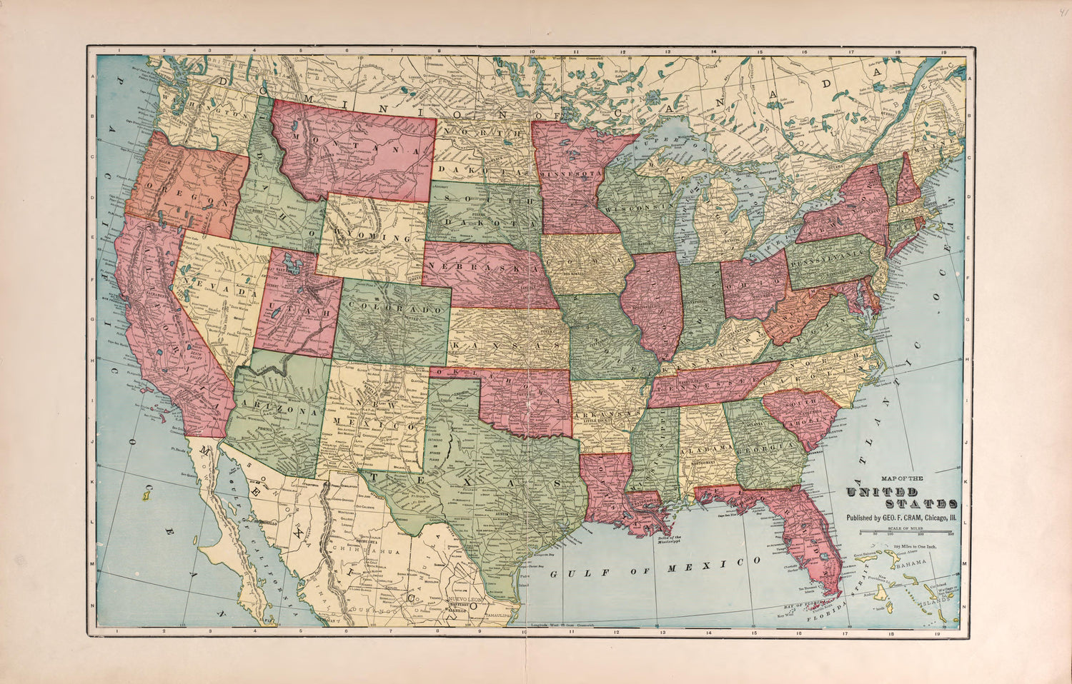 United States from Plat Book of Washington County, Nebraska : Containing Carefully Prepared Township Plats, Village Plats, Analysis of U.S. Land System, State, United States and World Maps : Illustrated 1908 by Relic Map Company