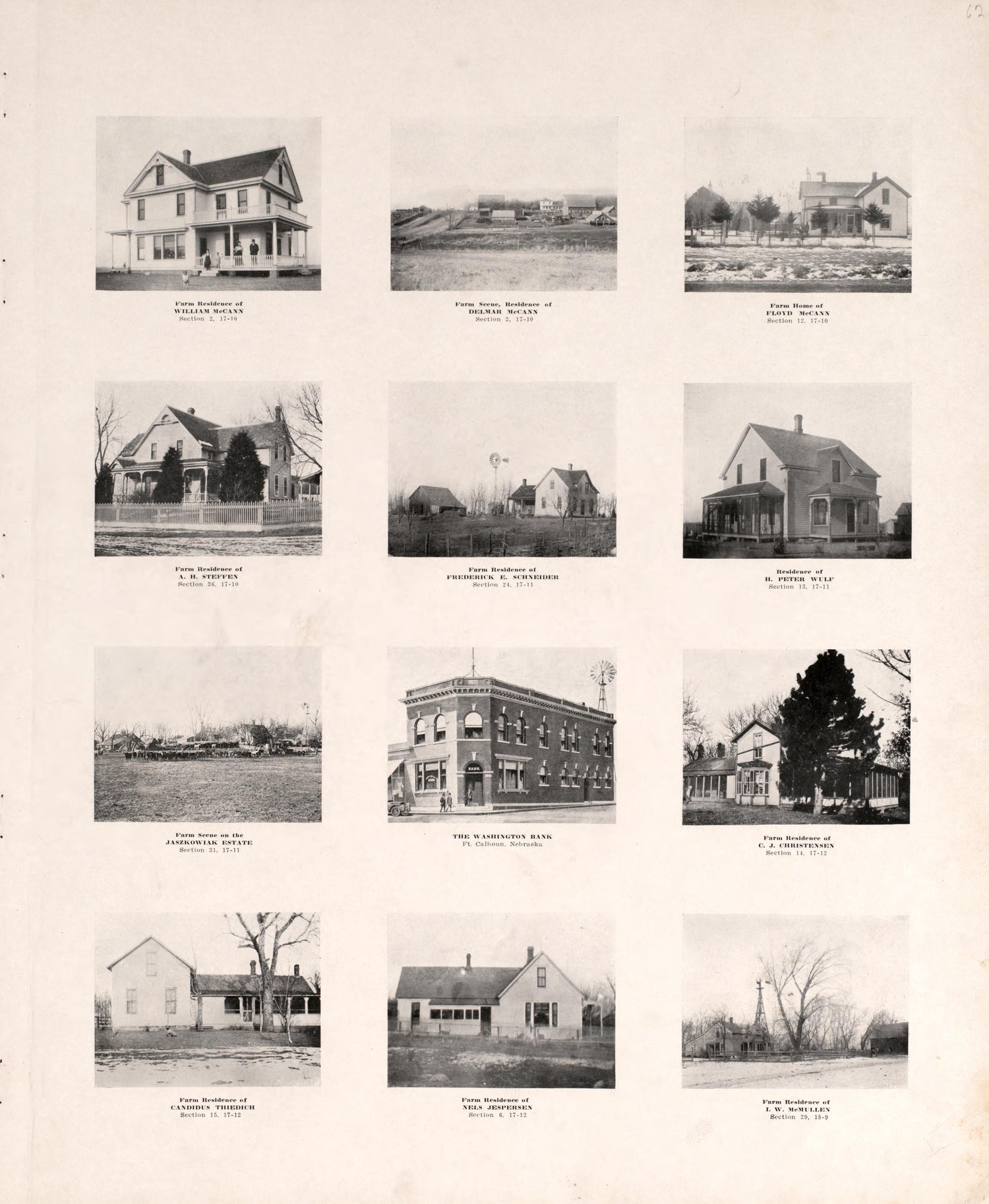 Photographs of Residences and Portraits, P. 11 from Plat Book of Washington County, Nebraska : Containing Carefully Prepared Township Plats, Village Plats, Analysis of U.S. Land System, State, United States and World Maps : Illustrated 1908 by Relic Map Company