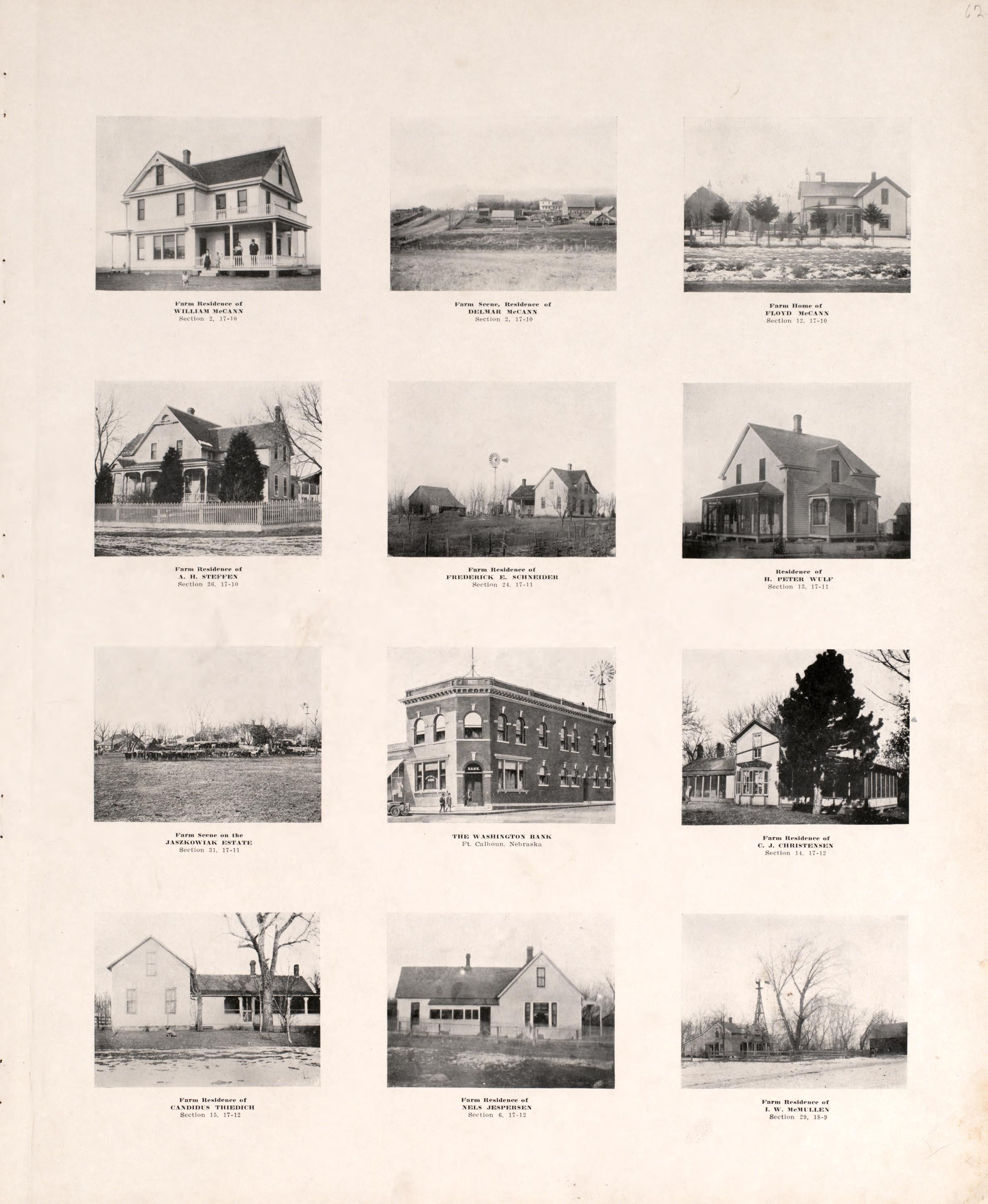 Photographs of Residences and Portraits, P. 11 from Plat Book of Washington County, Nebraska : Containing Carefully Prepared Township Plats, Village Plats, Analysis of U.S. Land System, State, United States and World Maps : Illustrated 1908 by Relic Map Company