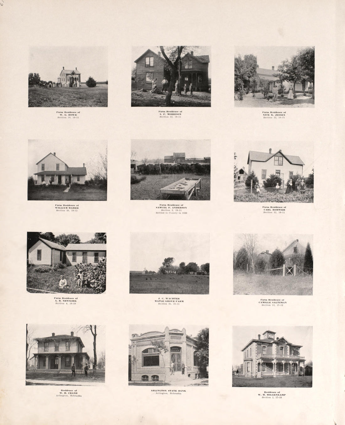 Photographs of Residences and Portraits, P. 10 from Plat Book of Washington County, Nebraska : Containing Carefully Prepared Township Plats, Village Plats, Analysis of U.S. Land System, State, United States and World Maps : Illustrated 1908 by Relic Map Company