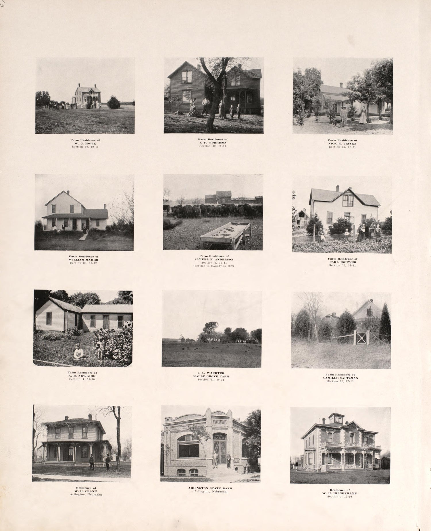 Photographs of Residences and Portraits, P. 10 from Plat Book of Washington County, Nebraska : Containing Carefully Prepared Township Plats, Village Plats, Analysis of U.S. Land System, State, United States and World Maps : Illustrated 1908 by Relic Map Company