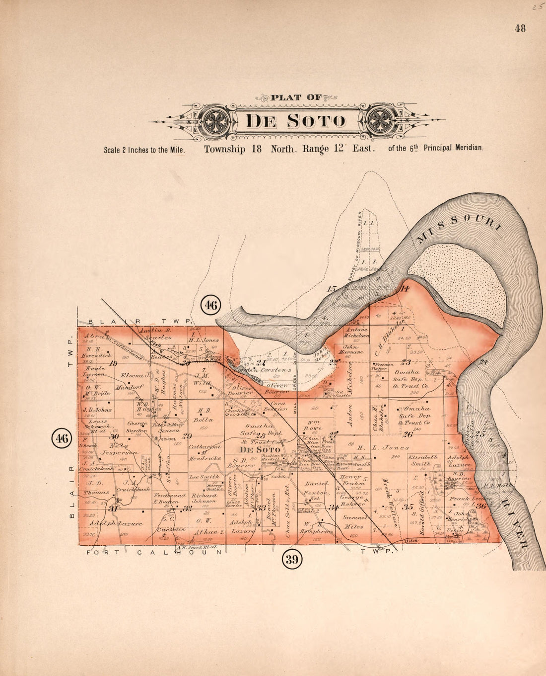 Desoto from Plat Book of Washington County, Nebraska : Containing Carefully Prepared Township Plats, Village Plats, Analysis of U.S. Land System, State, United States and World Maps : Illustrated 1908 by Relic Map Company