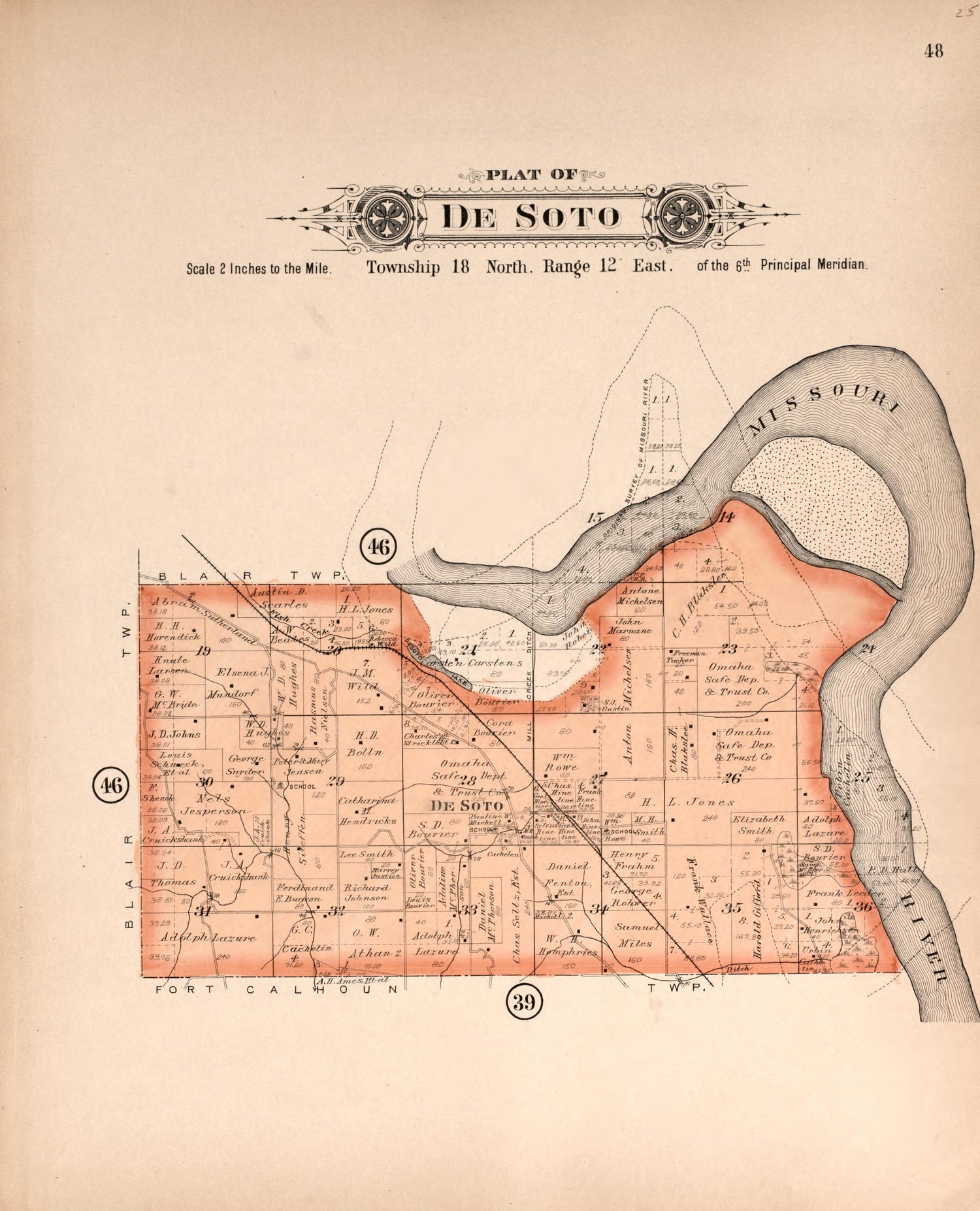 Desoto from Plat Book of Washington County, Nebraska : Containing Carefully Prepared Township Plats, Village Plats, Analysis of U.S. Land System, State, United States and World Maps : Illustrated 1908 by Relic Map Company