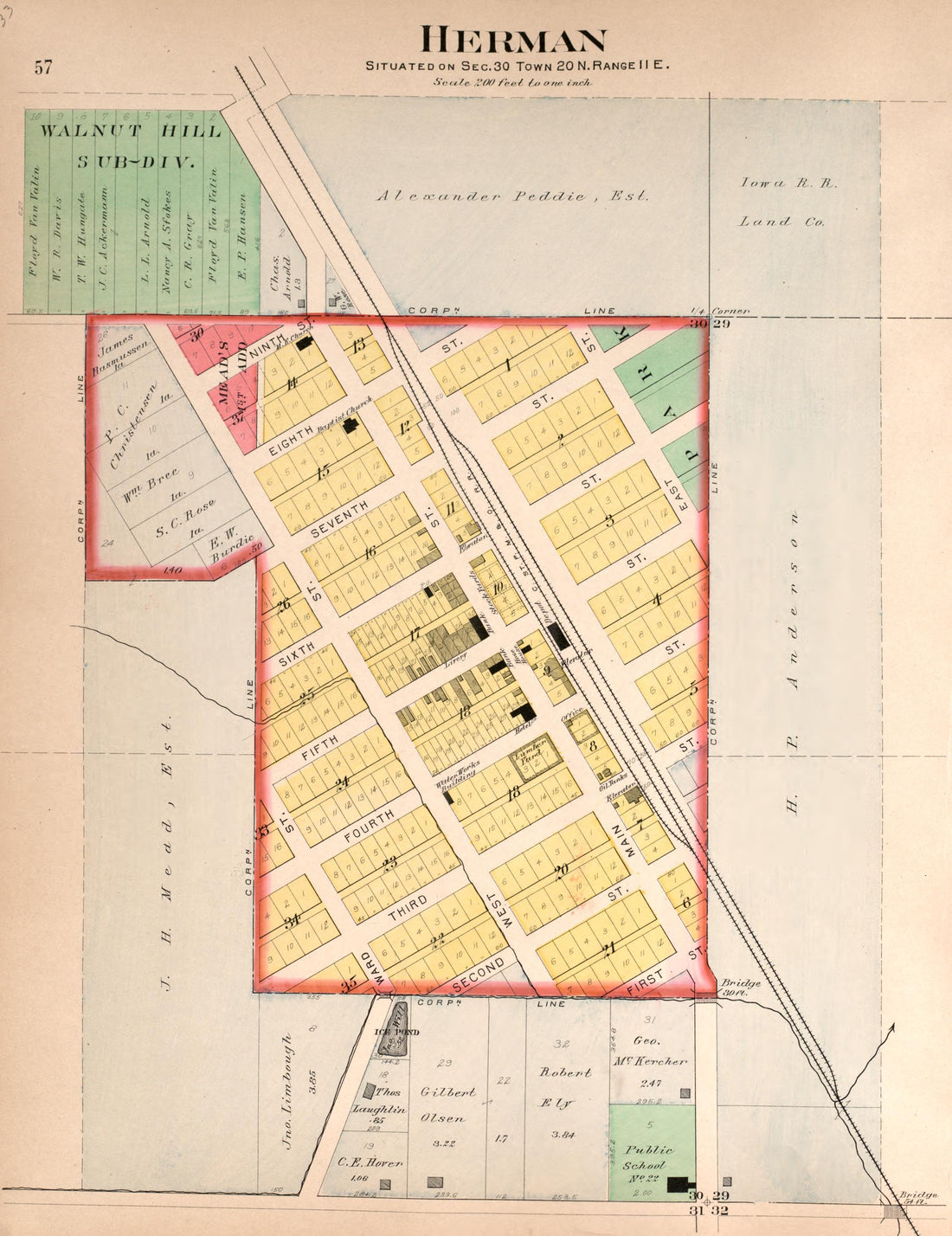 Herman from Plat Book of Washington County, Nebraska : Containing Carefully Prepared Township Plats, Village Plats, Analysis of U.S. Land System, State, United States and World Maps : Illustrated 1908 by Relic Map Company