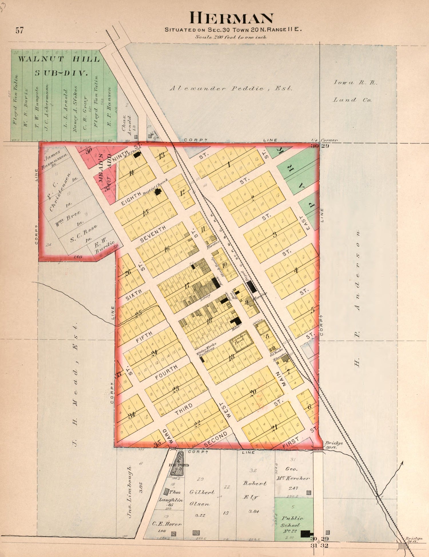 Herman from Plat Book of Washington County, Nebraska : Containing Carefully Prepared Township Plats, Village Plats, Analysis of U.S. Land System, State, United States and World Maps : Illustrated 1908 by Relic Map Company
