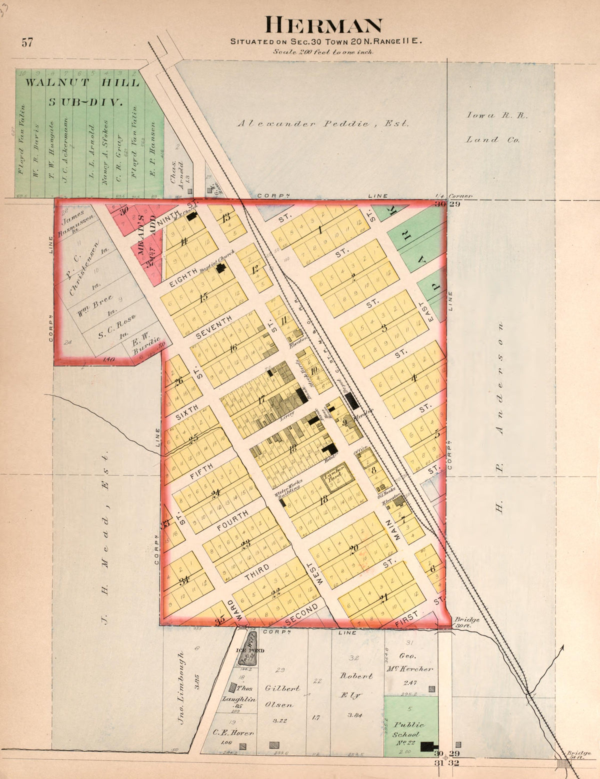 Herman from Plat Book of Washington County, Nebraska : Containing Carefully Prepared Township Plats, Village Plats, Analysis of U.S. Land System, State, United States and World Maps : Illustrated 1908 by Relic Map Company