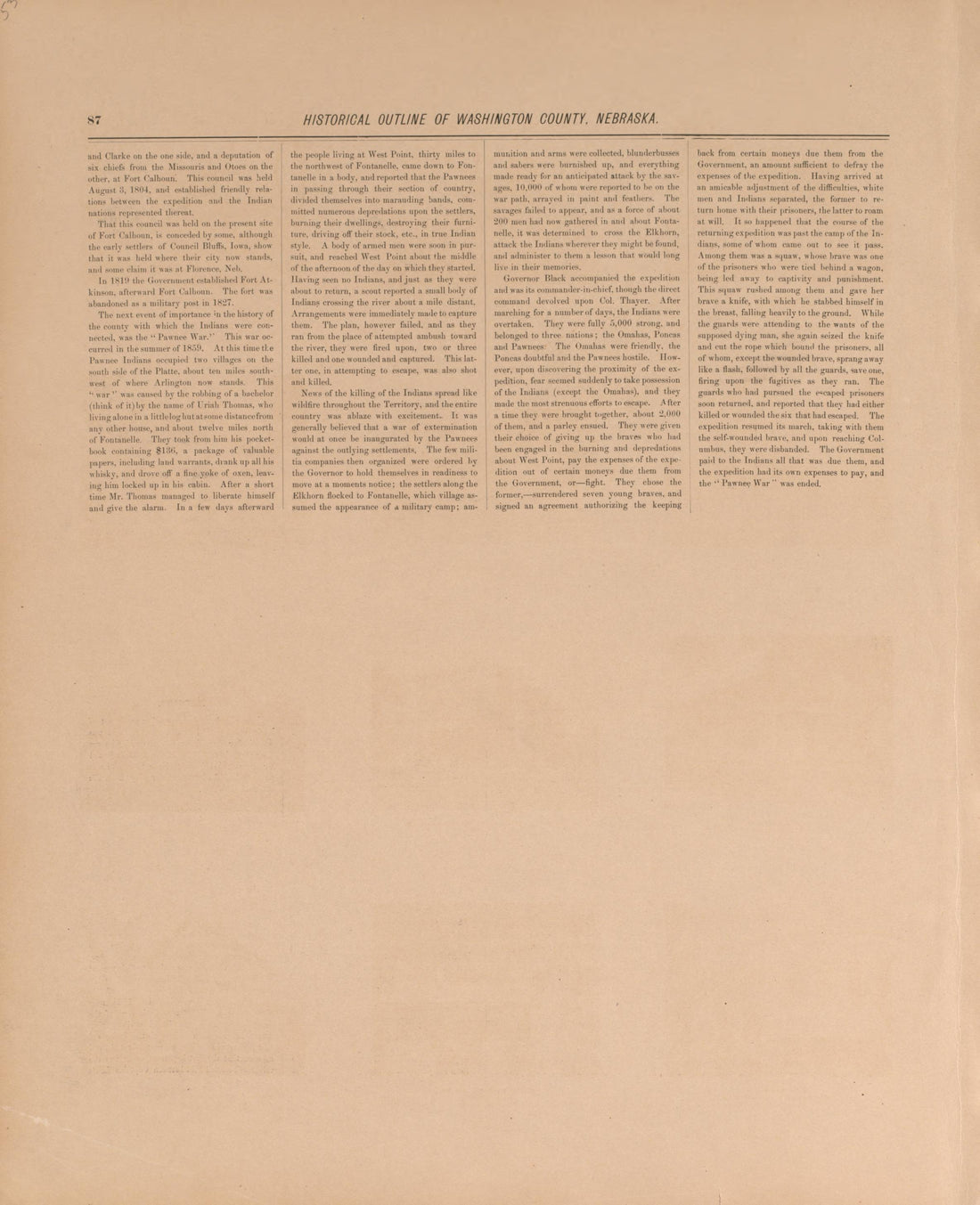 Historical Outline of Washington County, P. 2 from Plat Book of Washington County, Nebraska : Containing Carefully Prepared Township Plats, Village Plats, Analysis of U.S. Land System, State, United States and World Maps : Illustrated 1908 by Relic Map Company