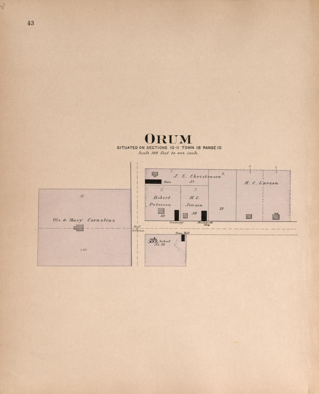 Orum from Plat Book of Washington County, Nebraska : Containing Carefully Prepared Township Plats, Village Plats, Analysis of U.S. Land System, State, United States and World Maps : Illustrated 1908 by Relic Map Company