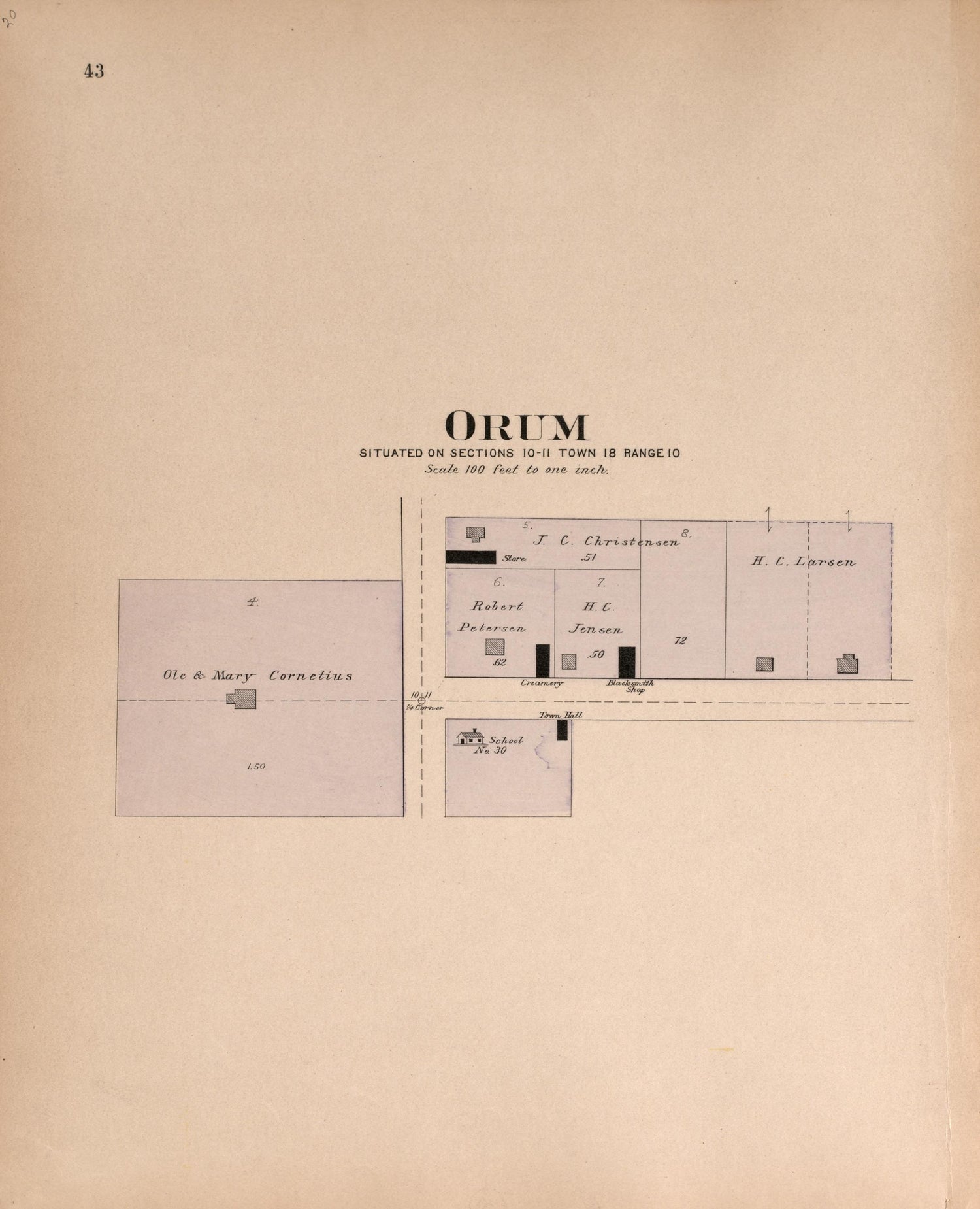 Orum from Plat Book of Washington County, Nebraska : Containing Carefully Prepared Township Plats, Village Plats, Analysis of U.S. Land System, State, United States and World Maps : Illustrated 1908 by Relic Map Company