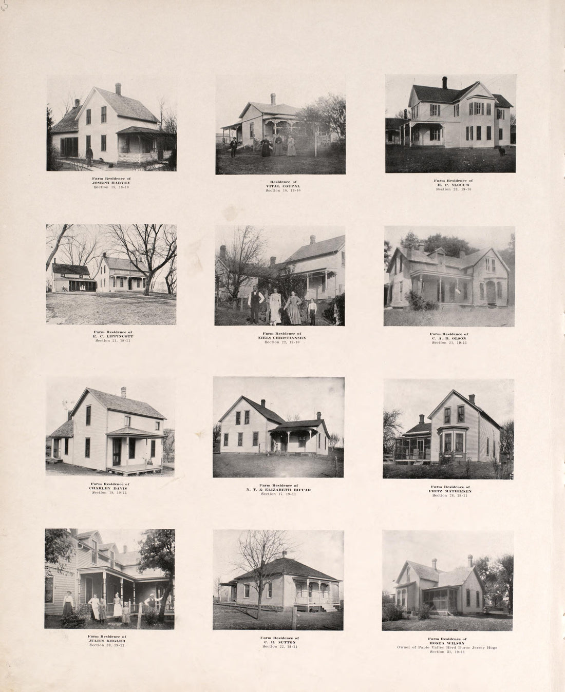 Photographs of Residences and Portraits, P. 14 from Plat Book of Washington County, Nebraska : Containing Carefully Prepared Township Plats, Village Plats, Analysis of U.S. Land System, State, United States and World Maps : Illustrated 1908 by Relic Map Company