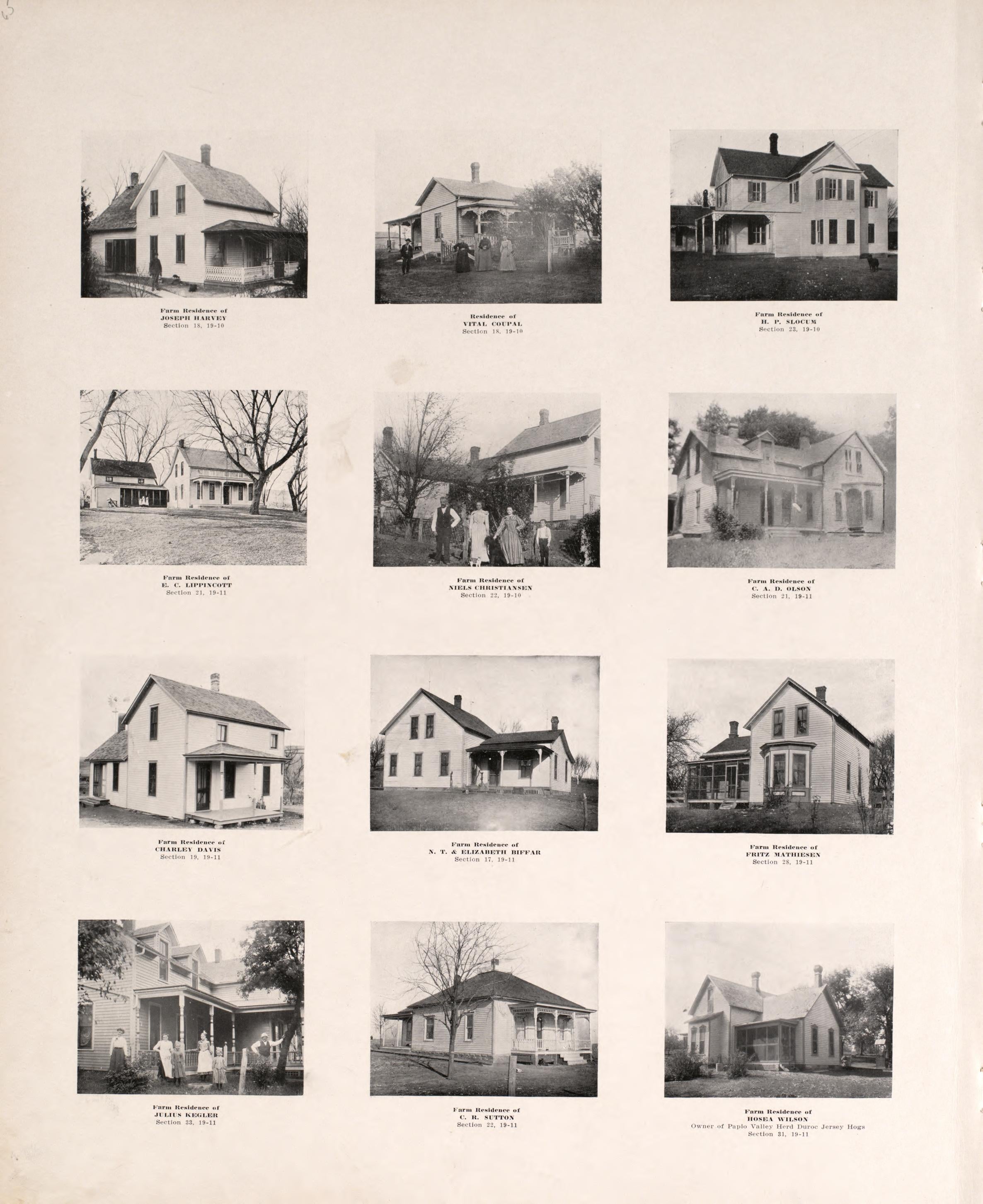Photographs of Residences and Portraits, P. 14 from Plat Book of Washington County, Nebraska : Containing Carefully Prepared Township Plats, Village Plats, Analysis of U.S. Land System, State, United States and World Maps : Illustrated 1908 by Relic Map Company