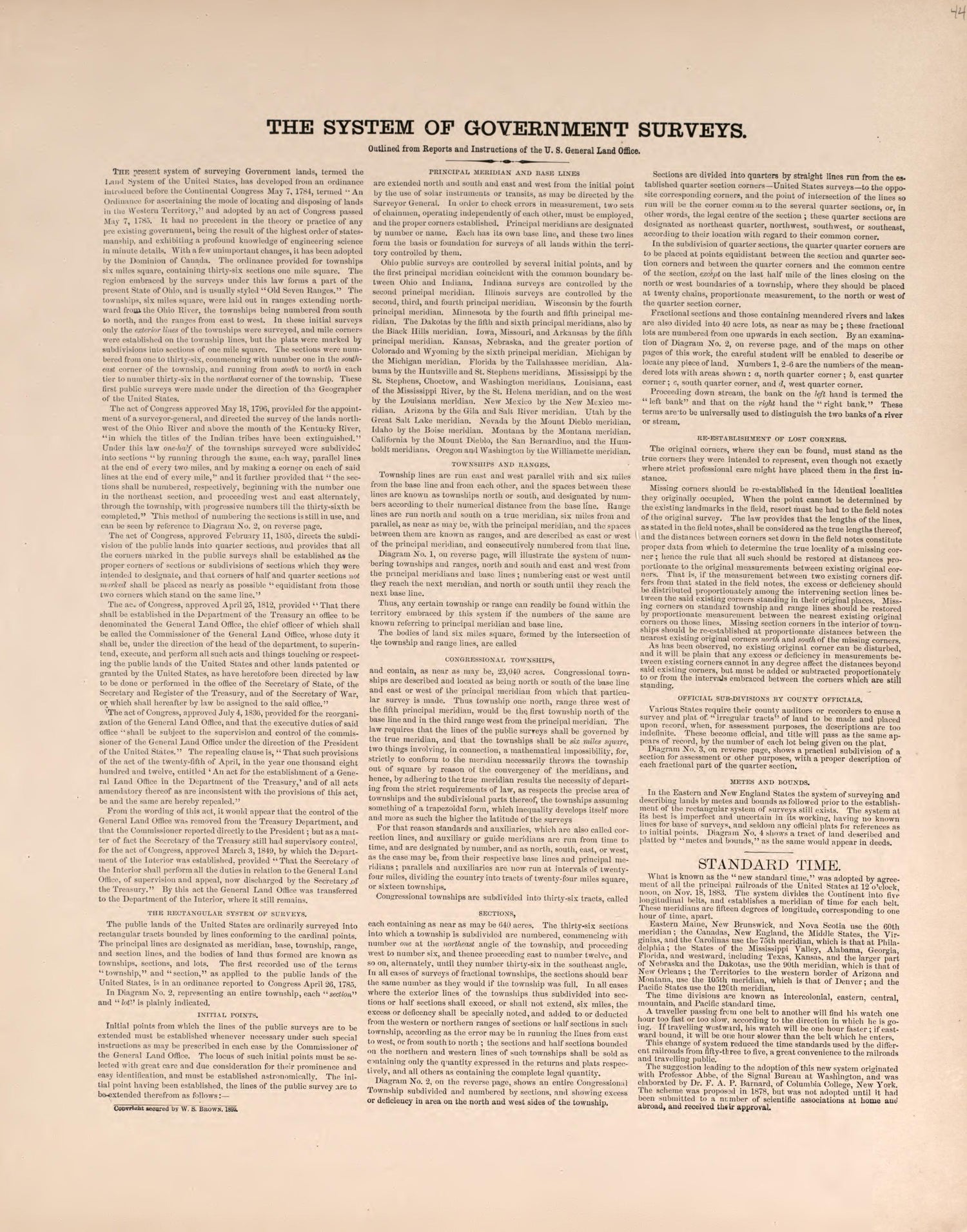 System of Government Surveys from Plat Book of Washington County, Nebraska : Containing Carefully Prepared Township Plats, Village Plats, Analysis of U.S. Land System, State, United States and World Maps : Illustrated 1908 by Relic Map Company
