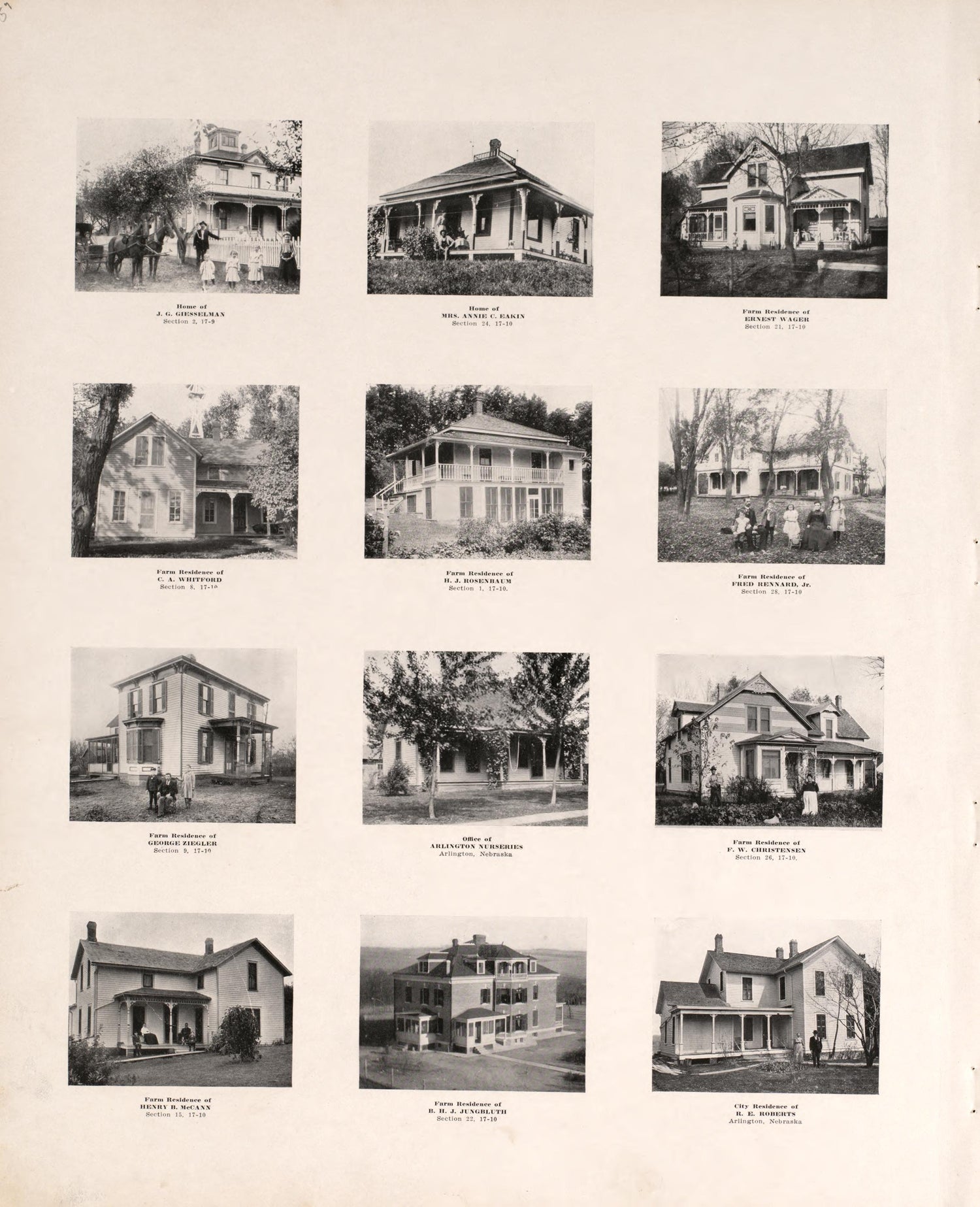 Photographs of Residences and Portraits, P. 8 from Plat Book of Washington County, Nebraska : Containing Carefully Prepared Township Plats, Village Plats, Analysis of U.S. Land System, State, United States and World Maps : Illustrated 1908 by Relic Map Company