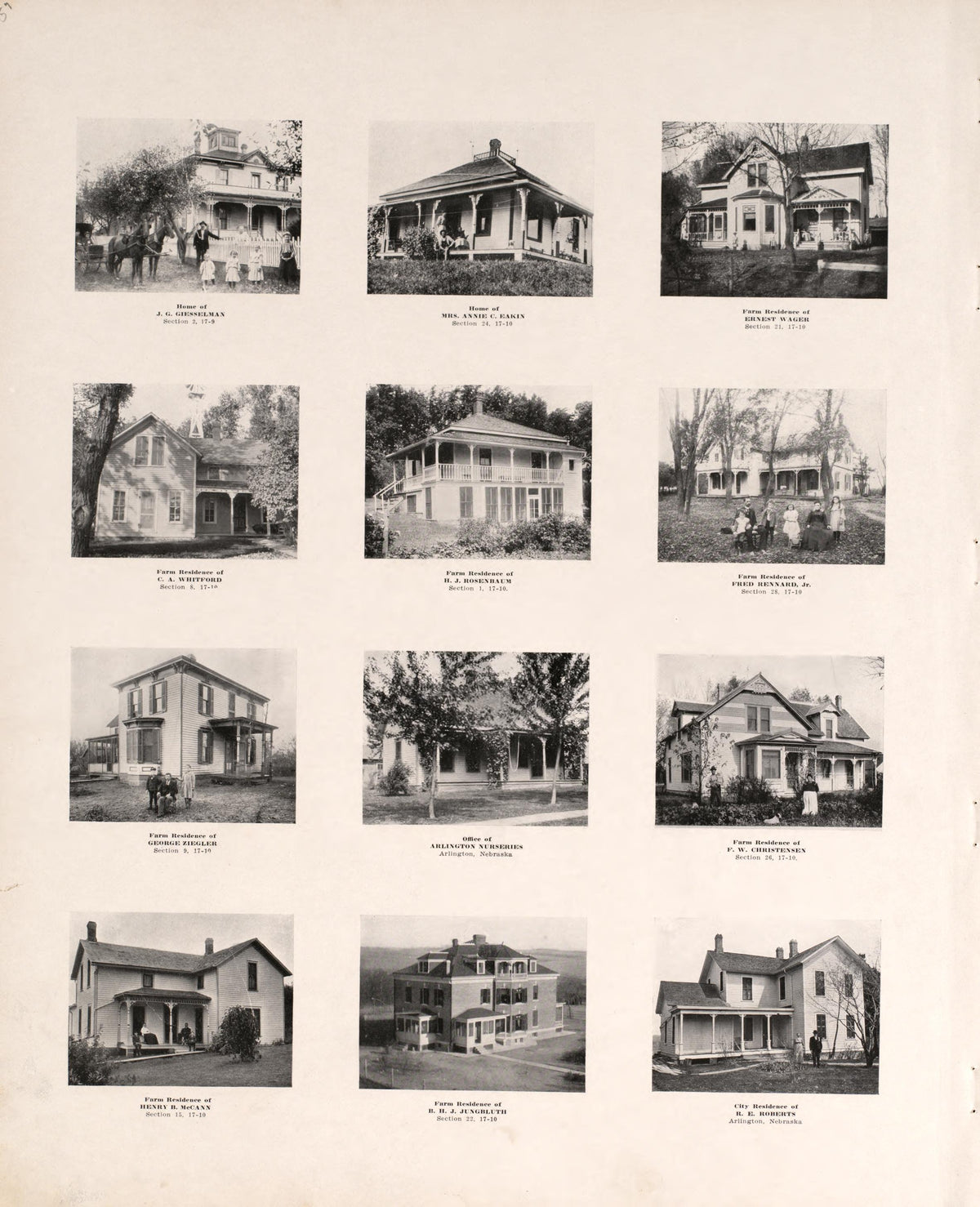 Photographs of Residences and Portraits, P. 8 from Plat Book of Washington County, Nebraska : Containing Carefully Prepared Township Plats, Village Plats, Analysis of U.S. Land System, State, United States and World Maps : Illustrated 1908 by Relic Map Company