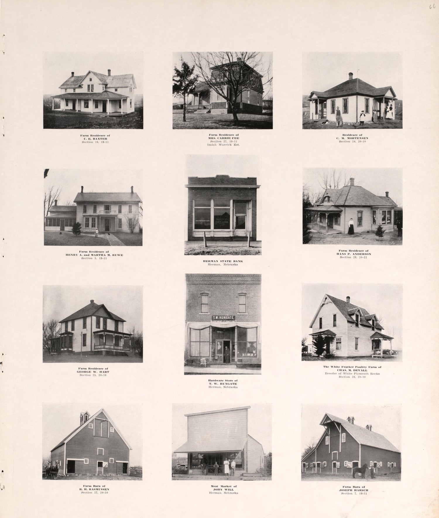 Photographs of Residences and Portraits, P. 15 from Plat Book of Washington County, Nebraska : Containing Carefully Prepared Township Plats, Village Plats, Analysis of U.S. Land System, State, United States and World Maps : Illustrated 1908 by Relic Map Company