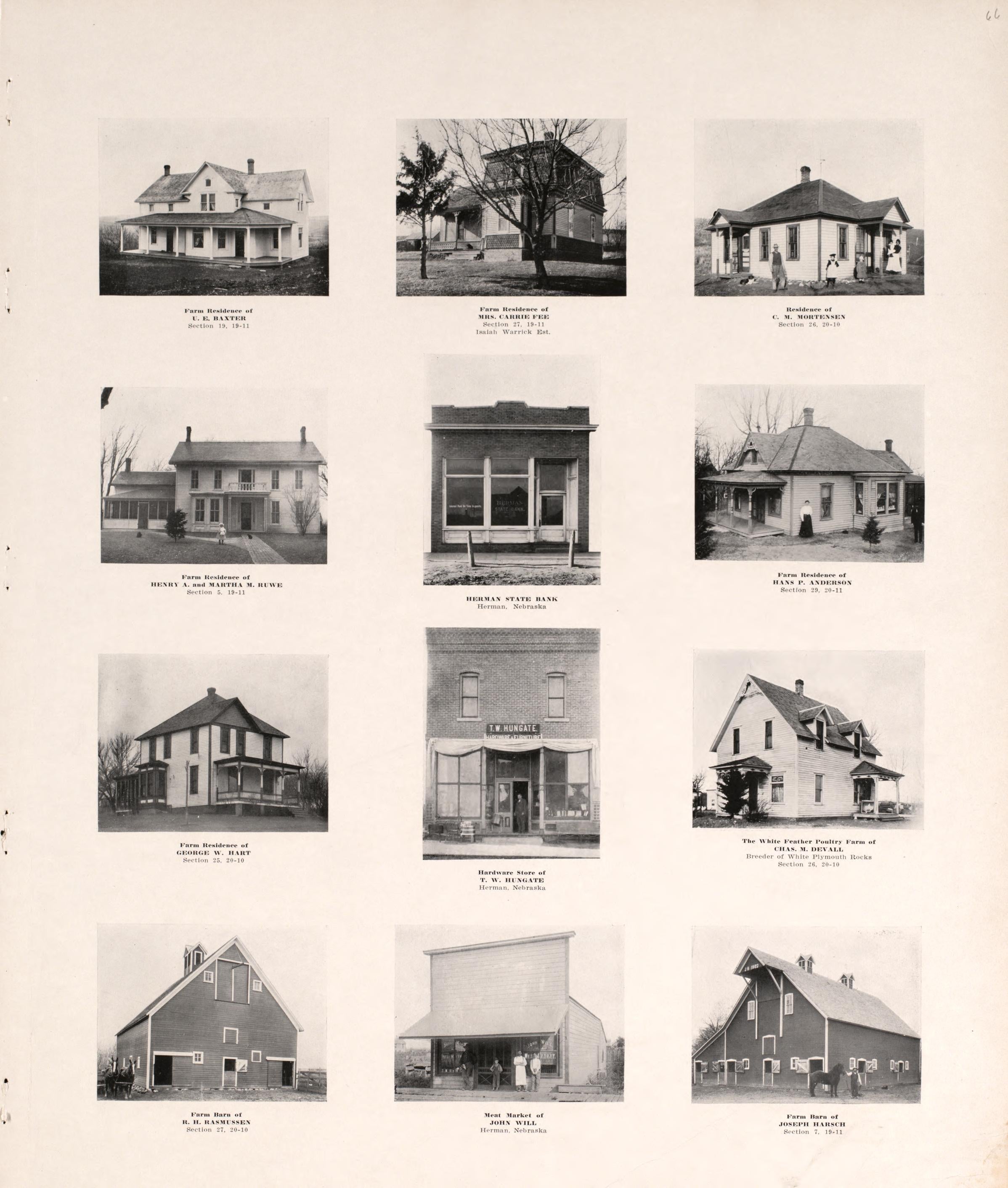 Photographs of Residences and Portraits, P. 15 from Plat Book of Washington County, Nebraska : Containing Carefully Prepared Township Plats, Village Plats, Analysis of U.S. Land System, State, United States and World Maps : Illustrated 1908 by Relic Map Company