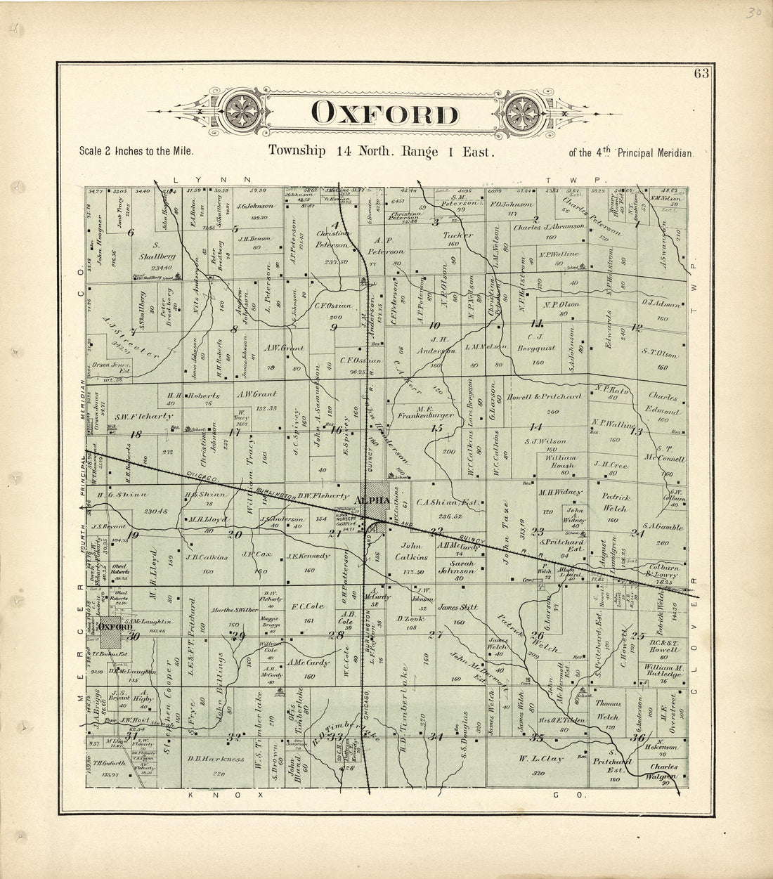 Oxford from Plat Book of Henry County, Illinois 1893 by Relic Map Company