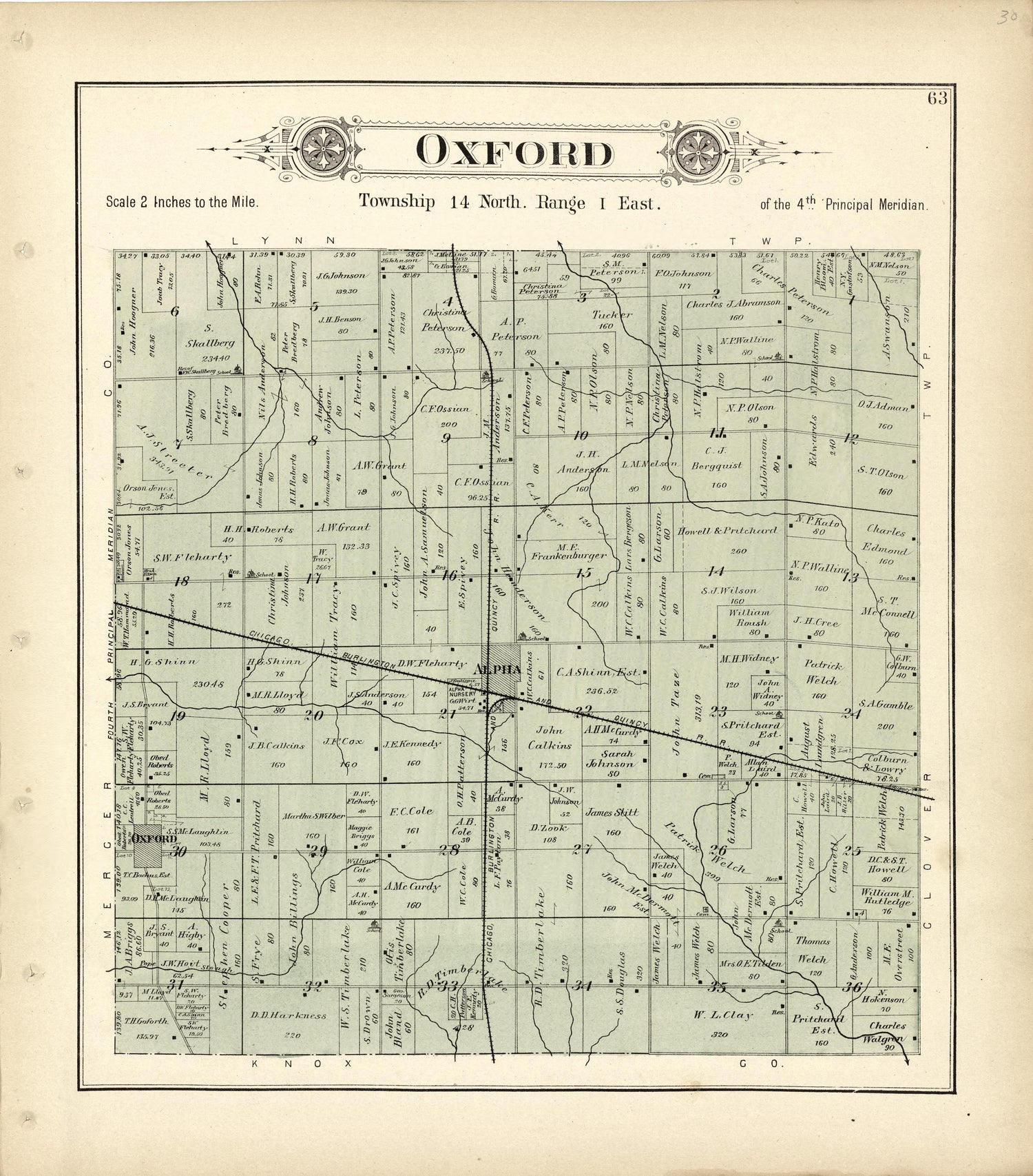 Oxford from Plat Book of Henry County, Illinois 1893 by Relic Map Company