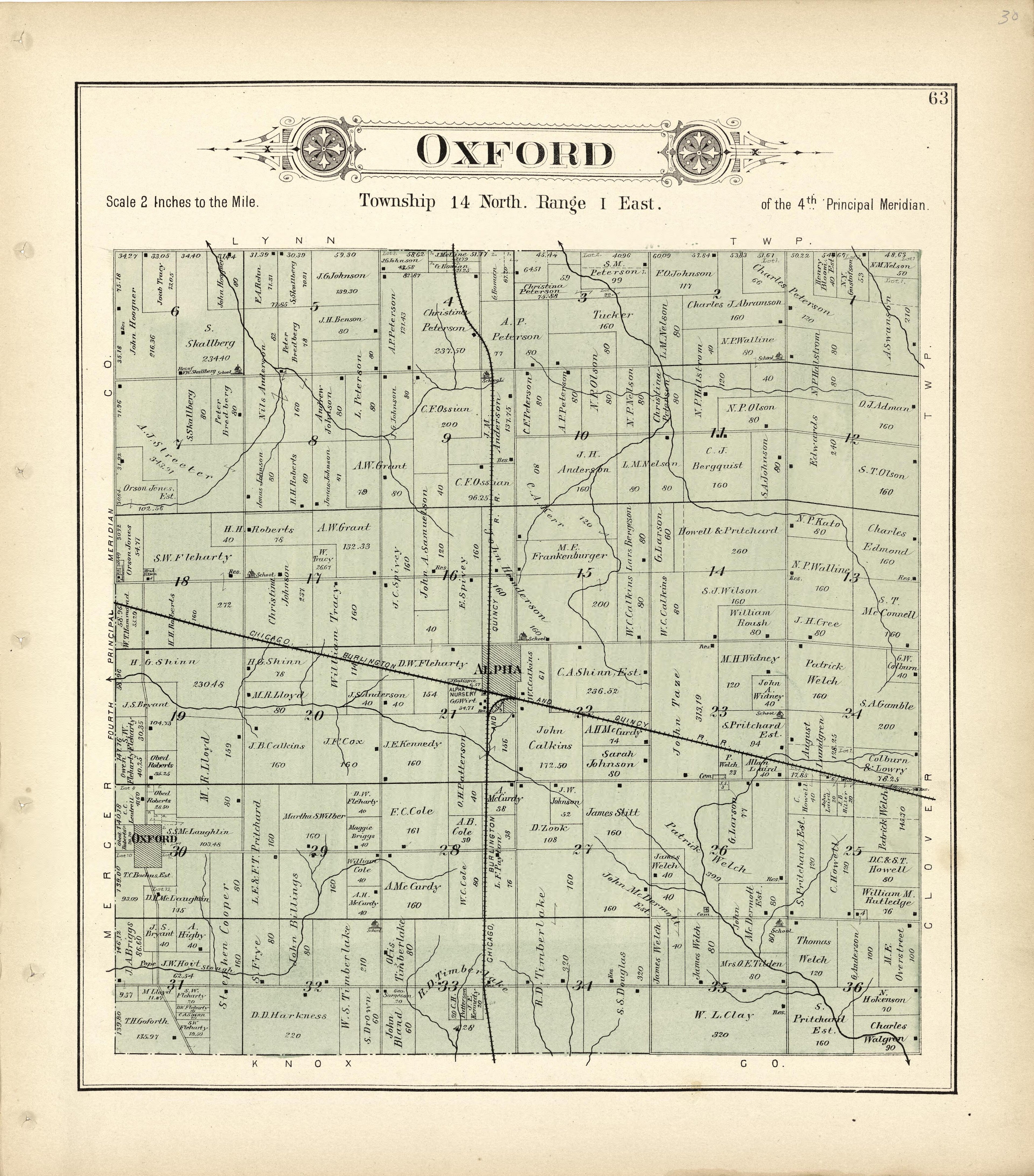 Oxford from Plat Book of Henry County, Illinois 1893 by Relic Map Company