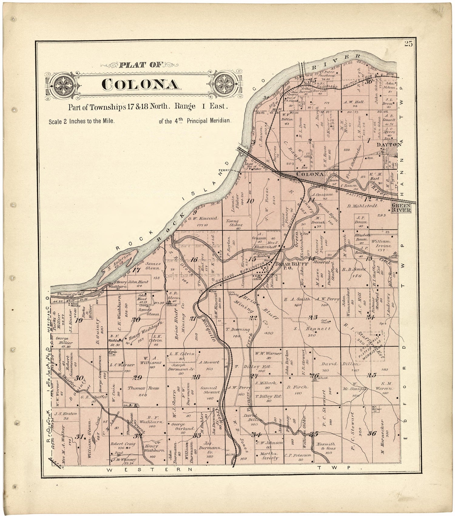 Plat of Colona from Plat Book of Henry County, Illinois 1893 by Relic Map Company