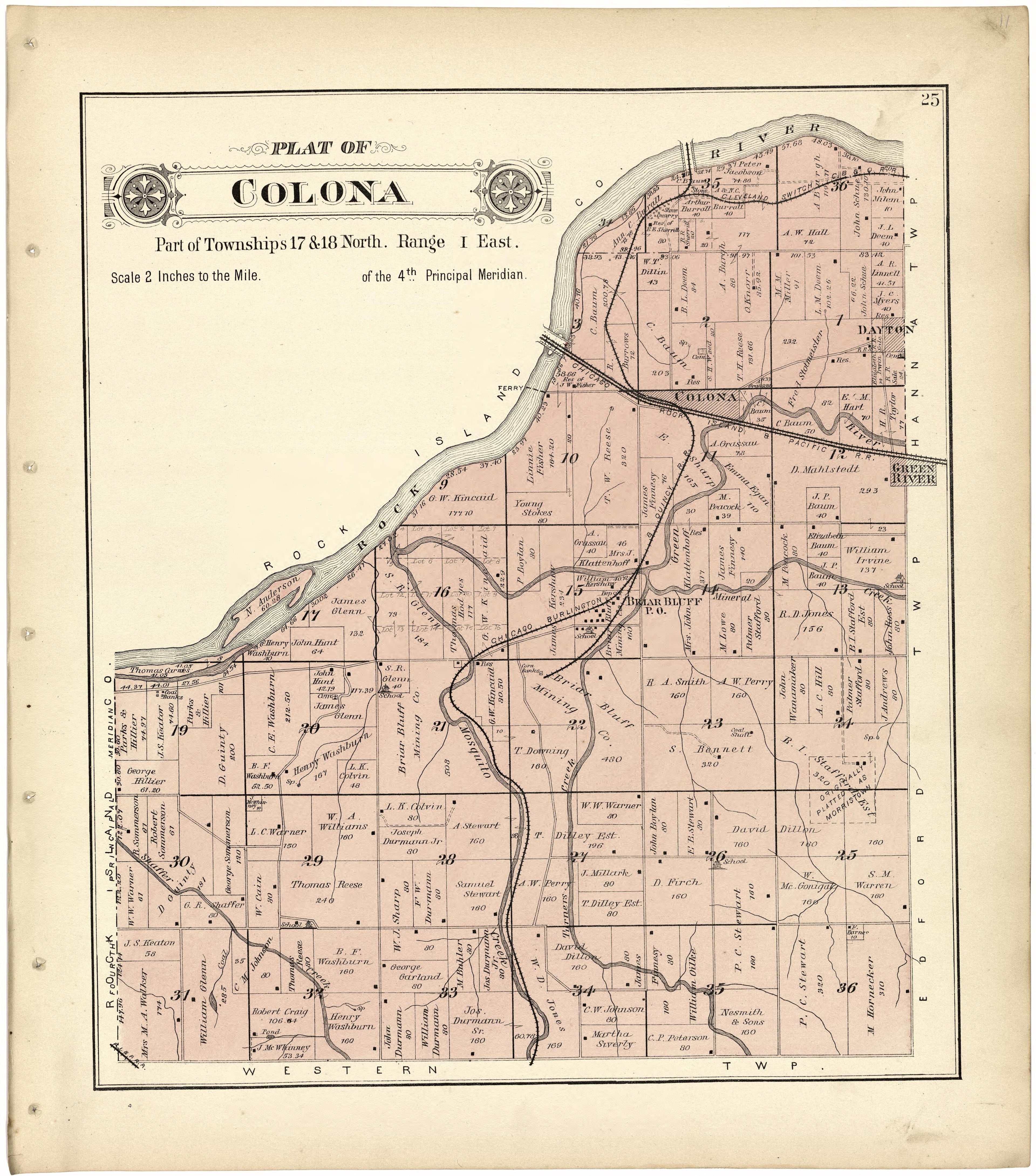 Plat of Colona from Plat Book of Henry County, Illinois 1893 by Relic Map Company