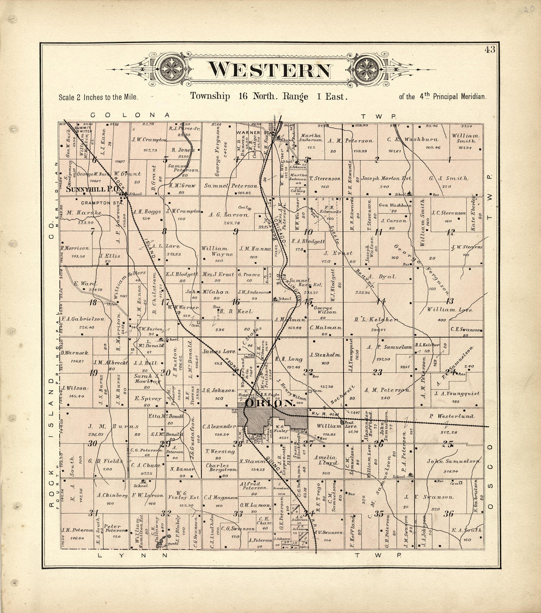Western from Plat Book of Henry County, Illinois 1893 by Relic Map Company