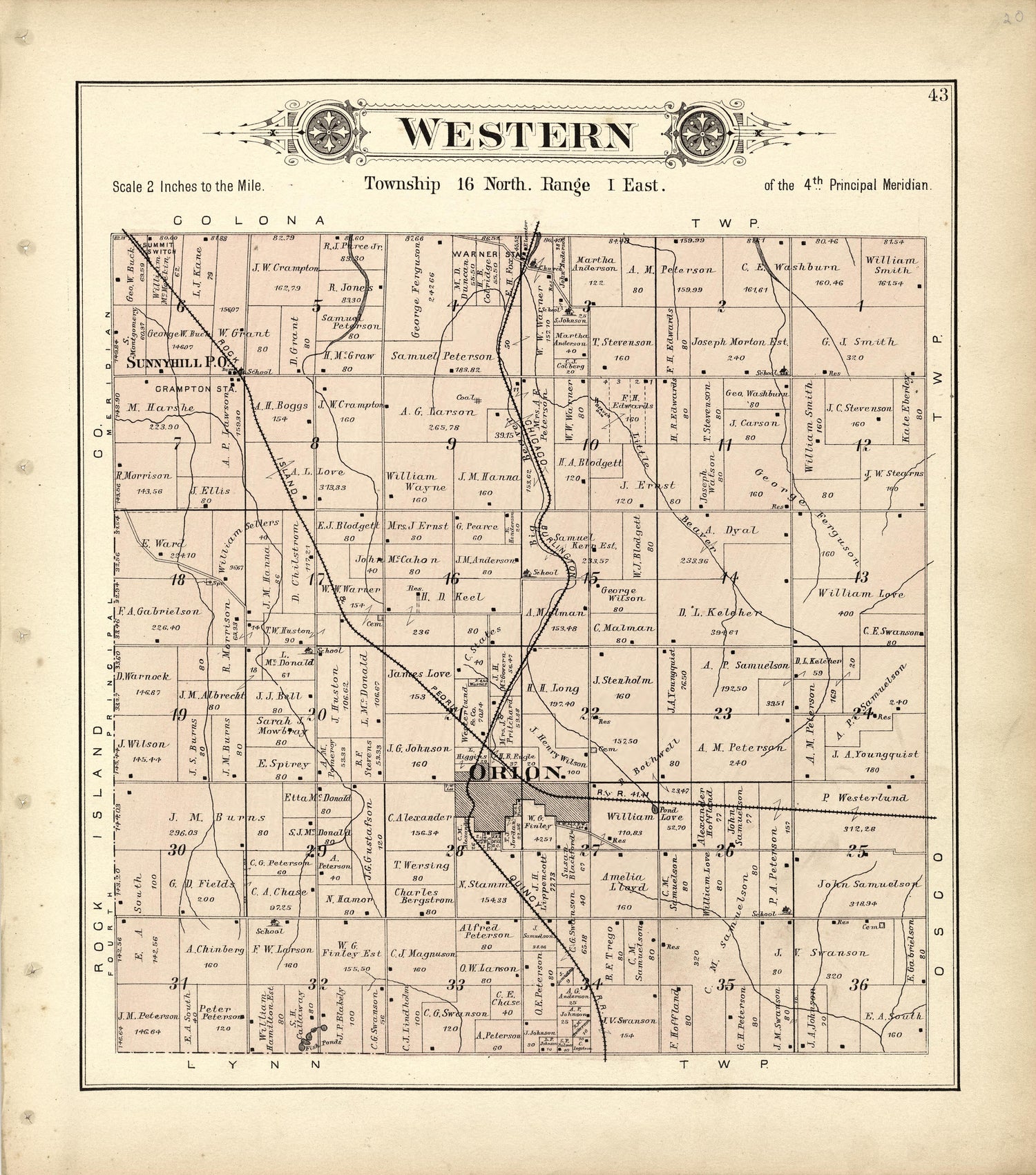 Western from Plat Book of Henry County, Illinois 1893 by Relic Map Company
