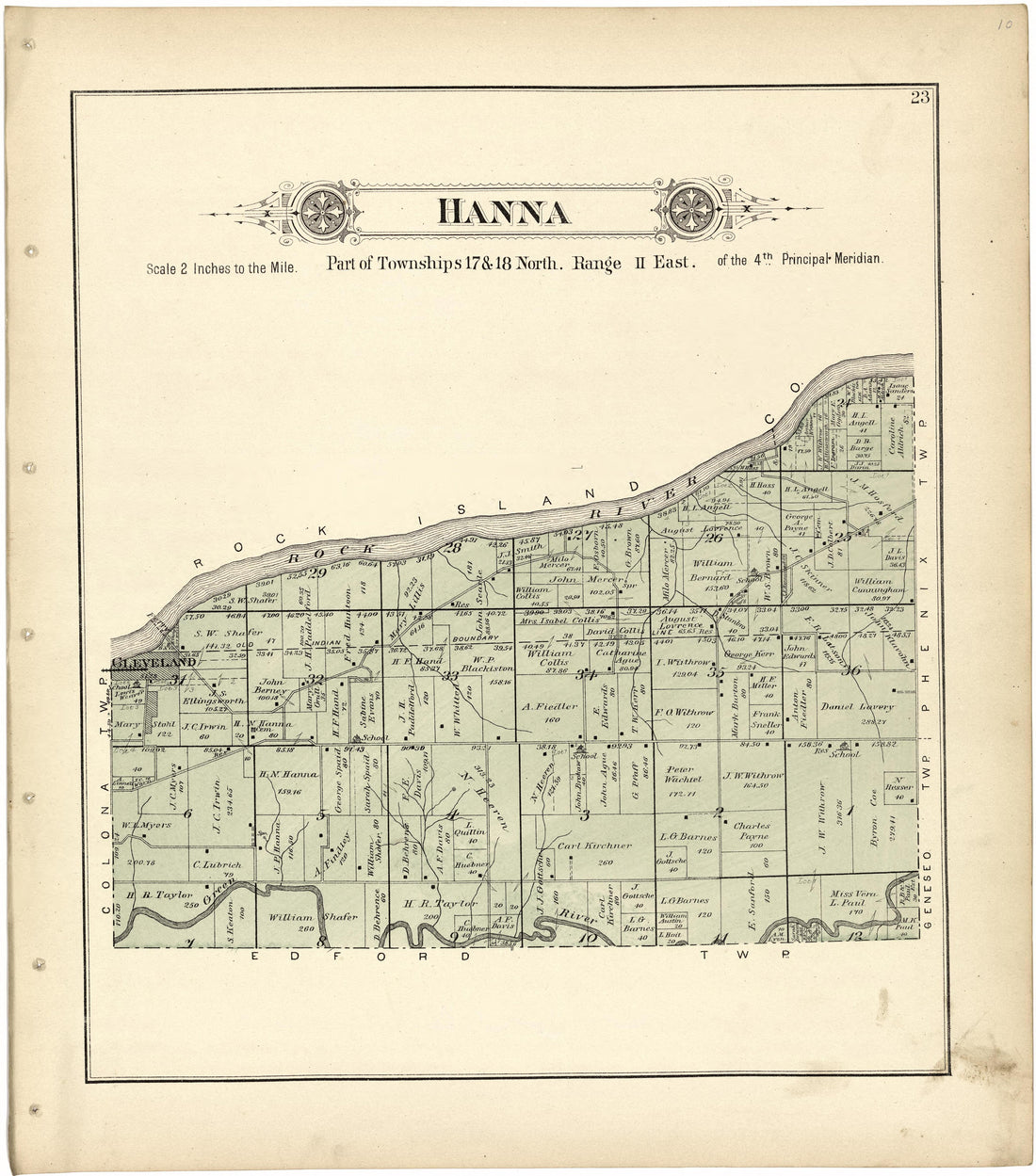 Hanna from Plat Book of Henry County, Illinois 1893 by Relic Map Company
