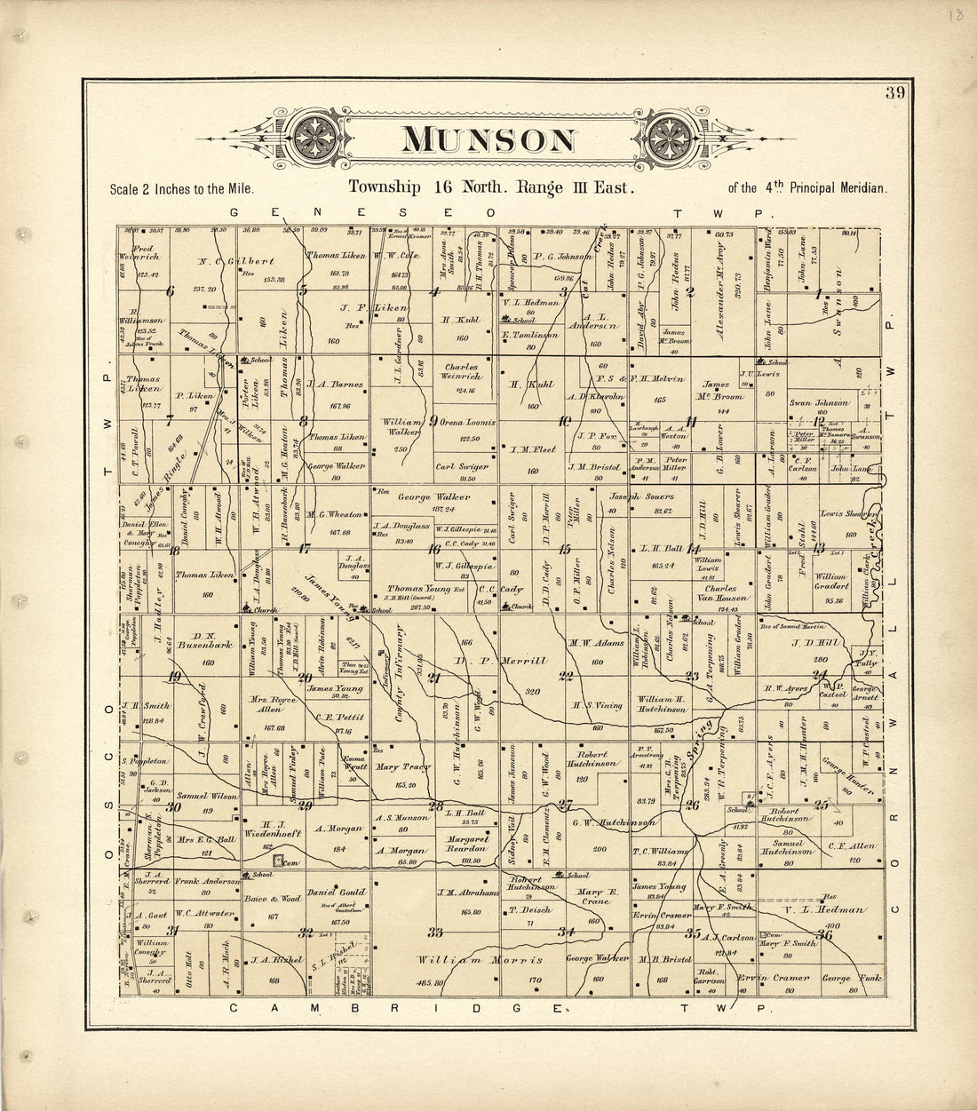 Munson from Plat Book of Henry County, Illinois 1893 by Relic Map Company