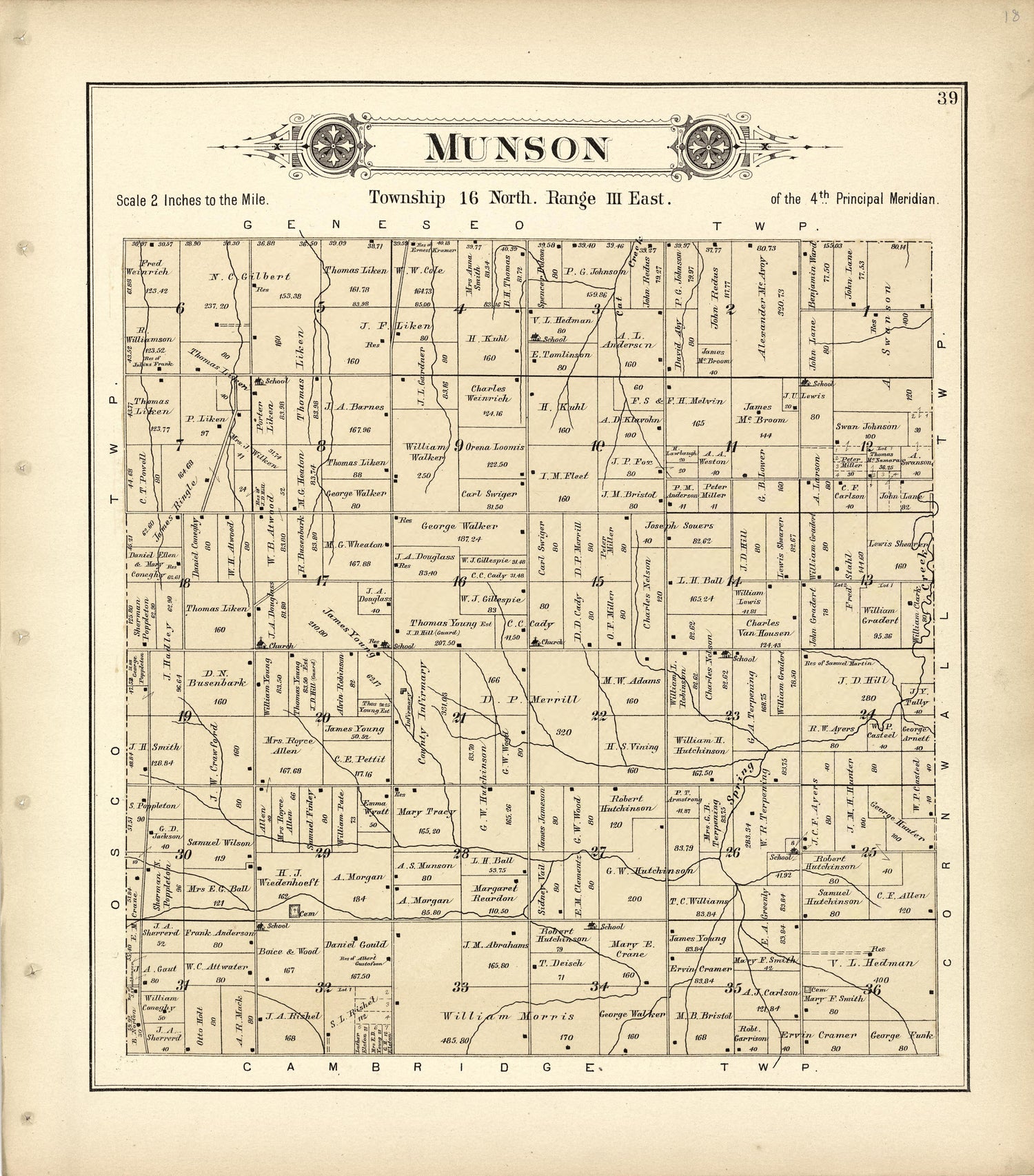 Munson from Plat Book of Henry County, Illinois 1893 by Relic Map Company