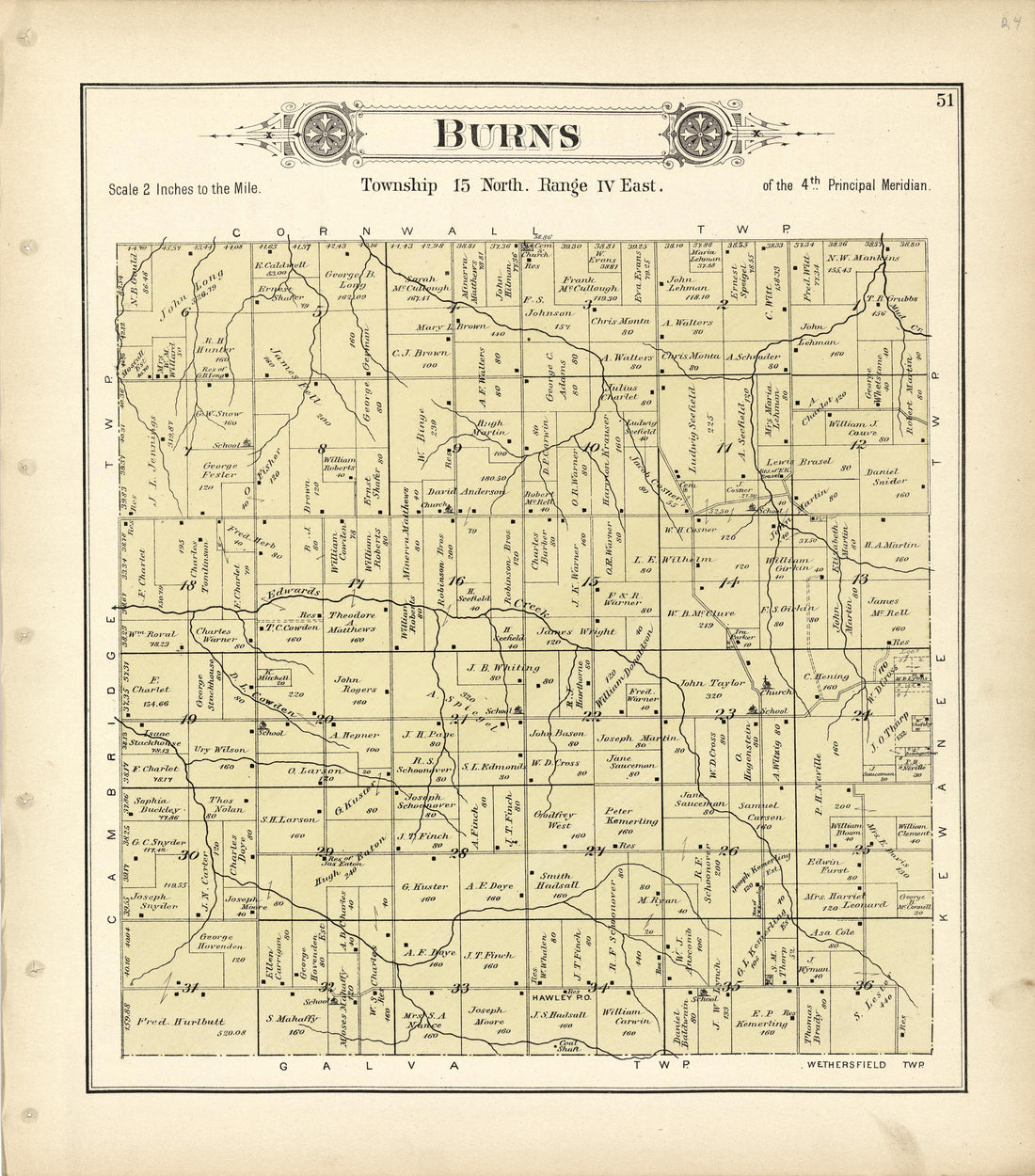Burns from Plat Book of Henry County, Illinois 1893 by Relic Map Company