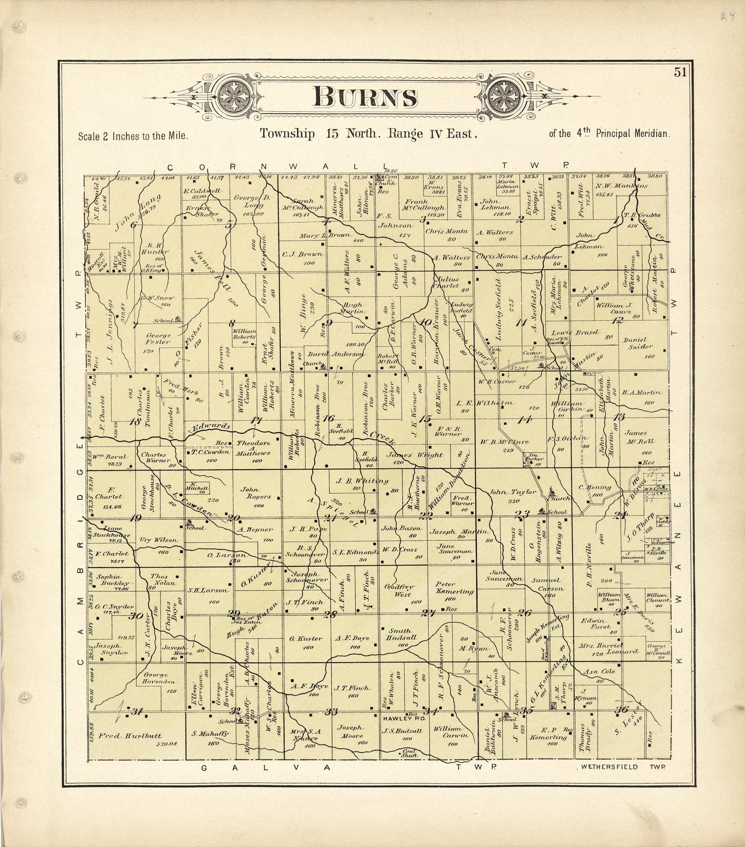 Burns from Plat Book of Henry County, Illinois 1893 by Relic Map Company