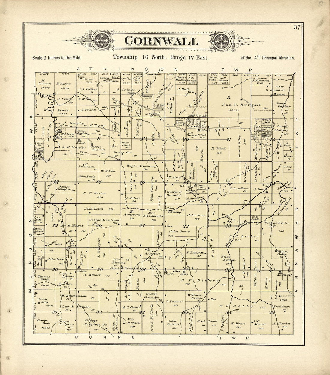 Cornwall from Plat Book of Henry County, Illinois 1893 by Relic Map Company