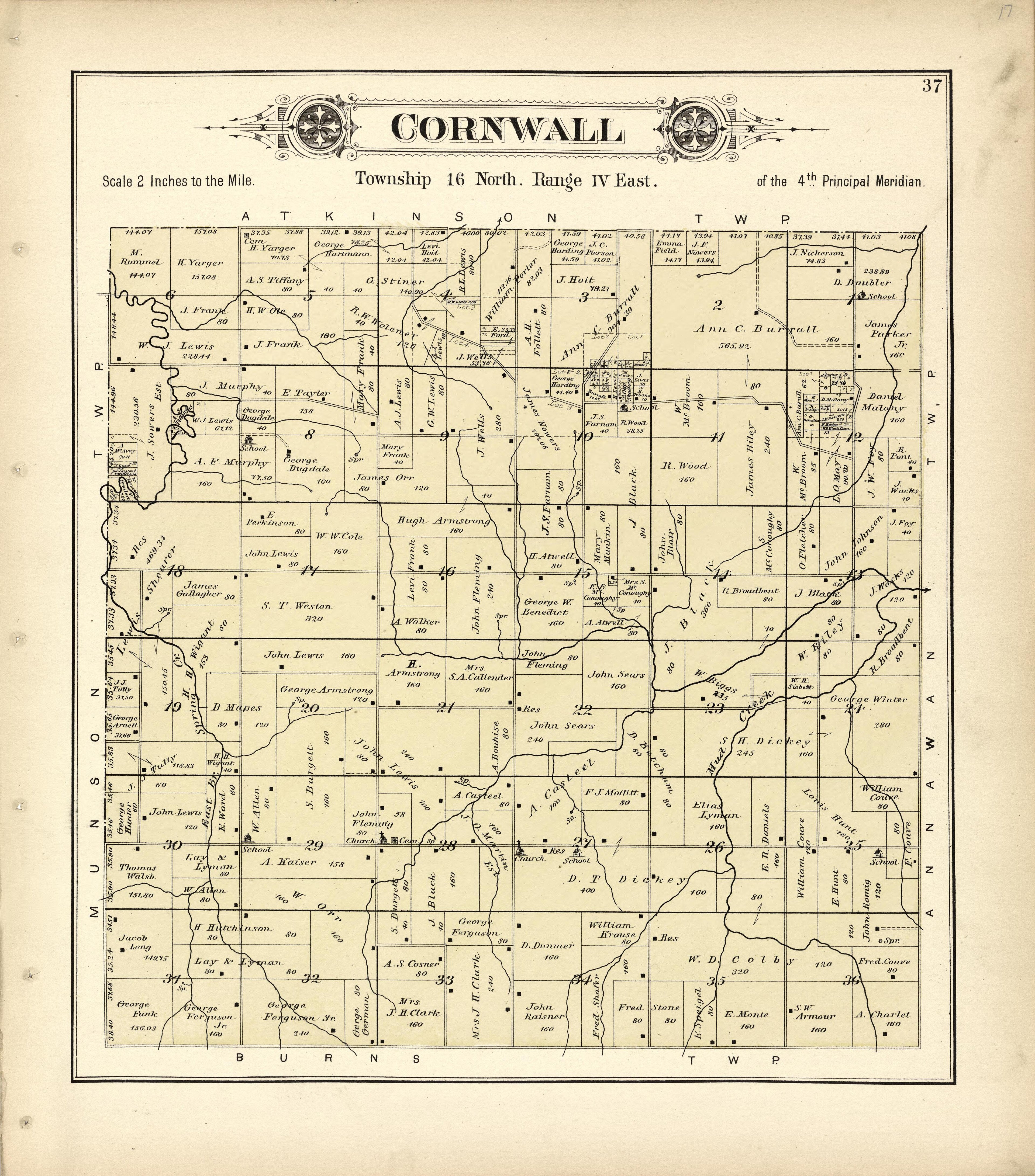 Cornwall from Plat Book of Henry County, Illinois 1893 by Relic Map Company