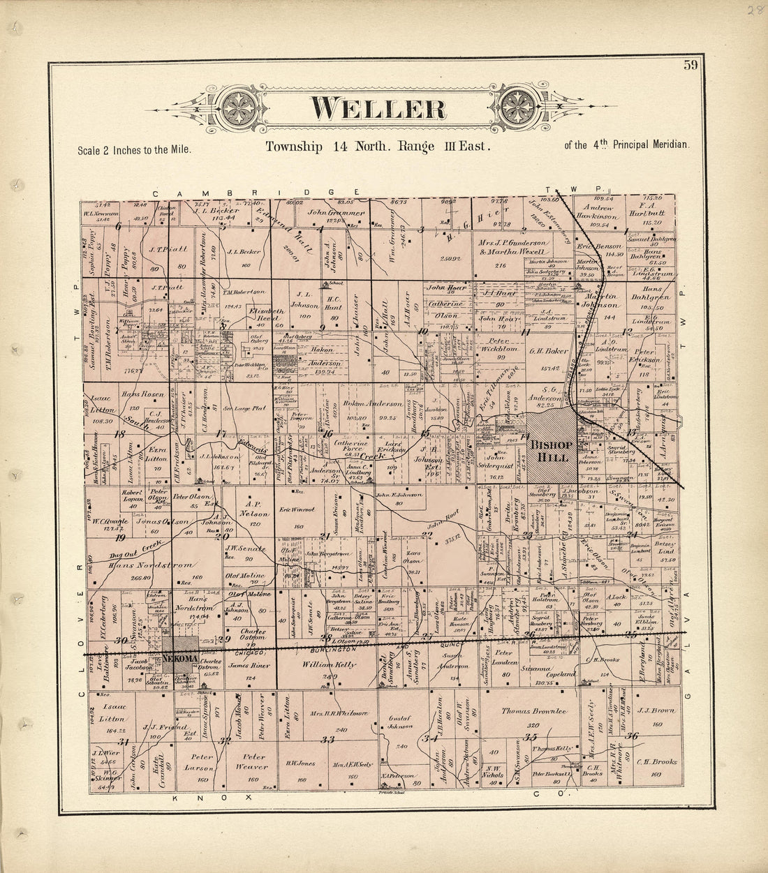 Weller from Plat Book of Henry County, Illinois 1893 by Relic Map Company
