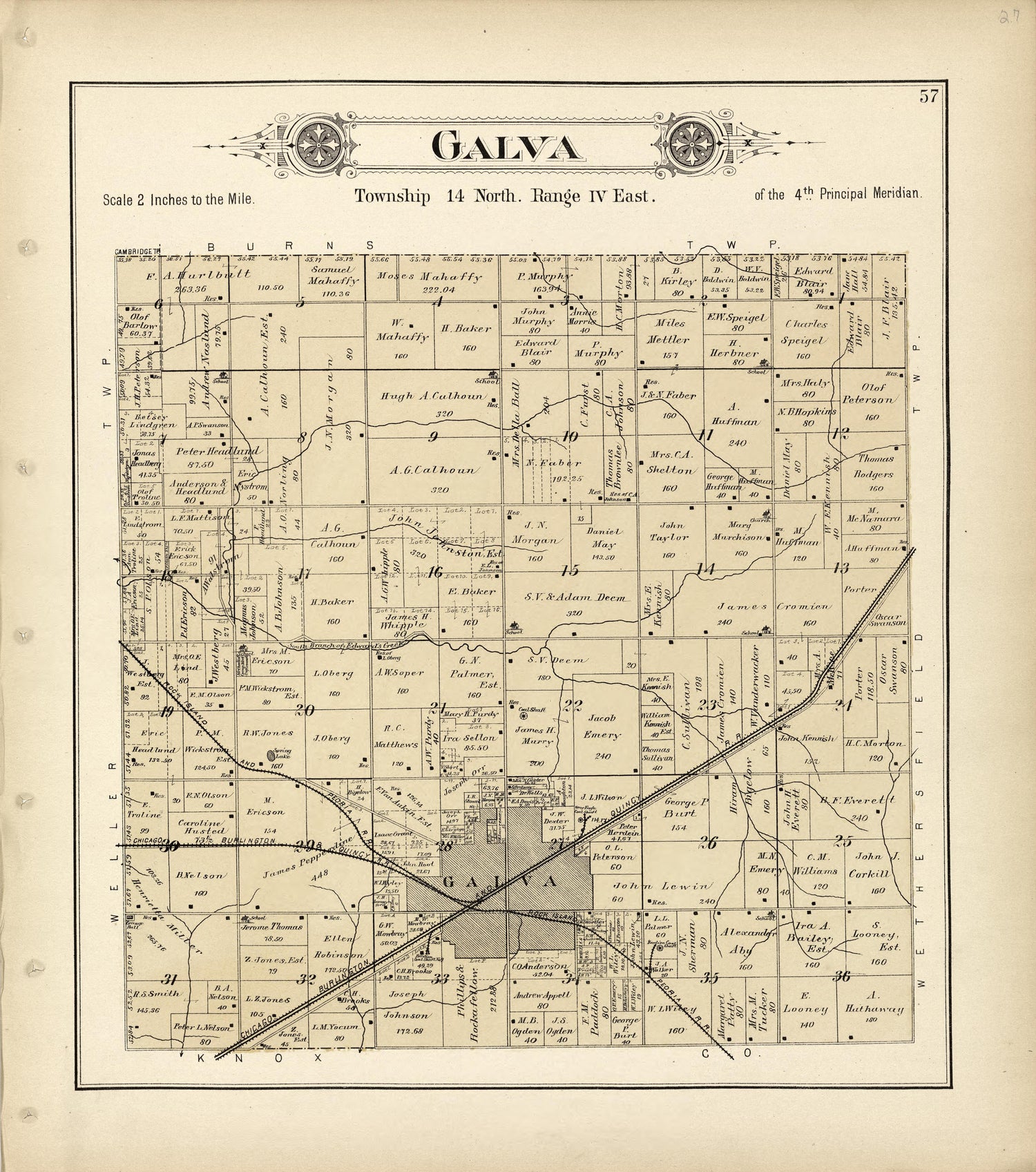 Galva from Plat Book of Henry County, Illinois 1893 by Relic Map Company